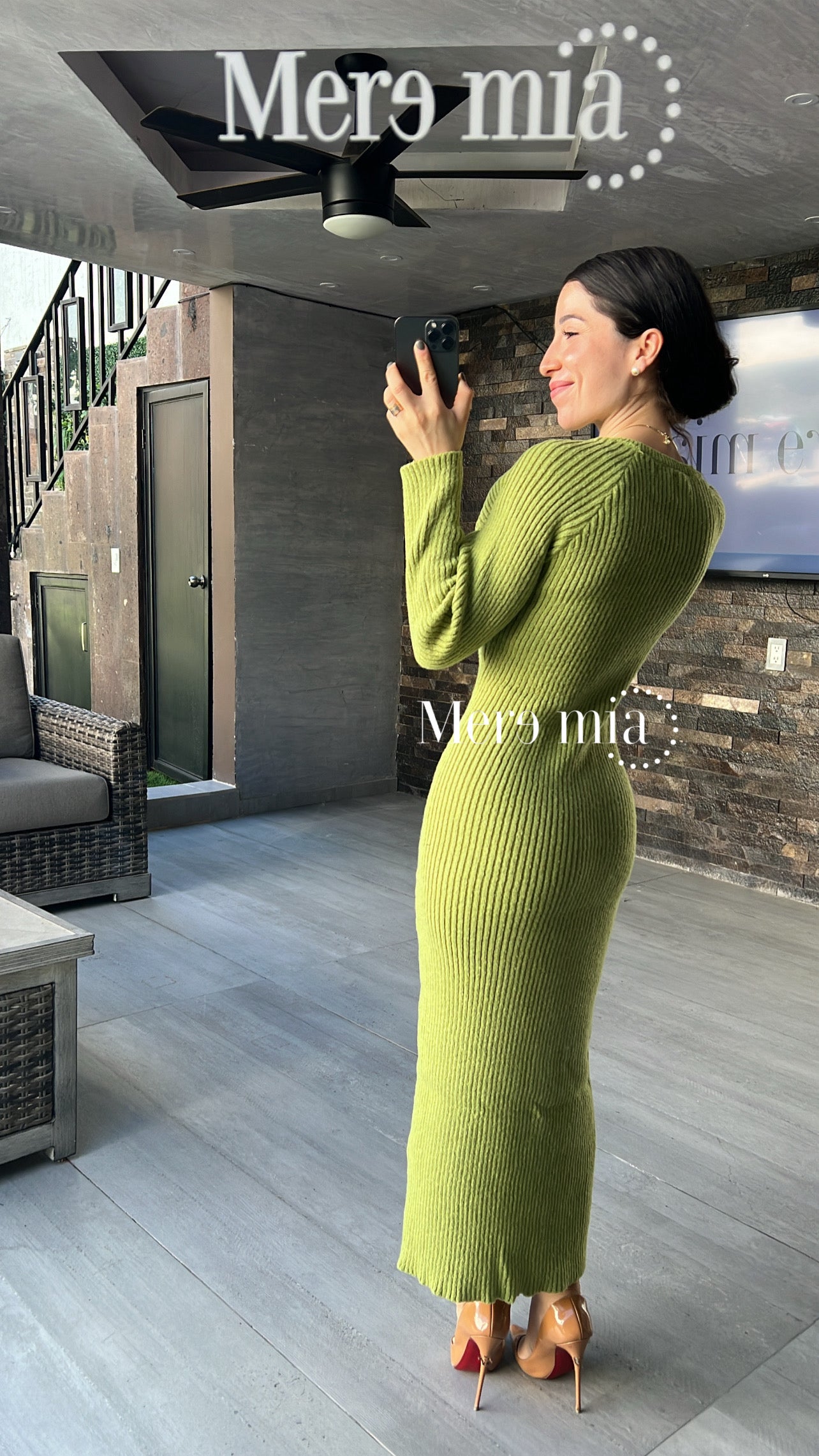 Vestido verde sweater