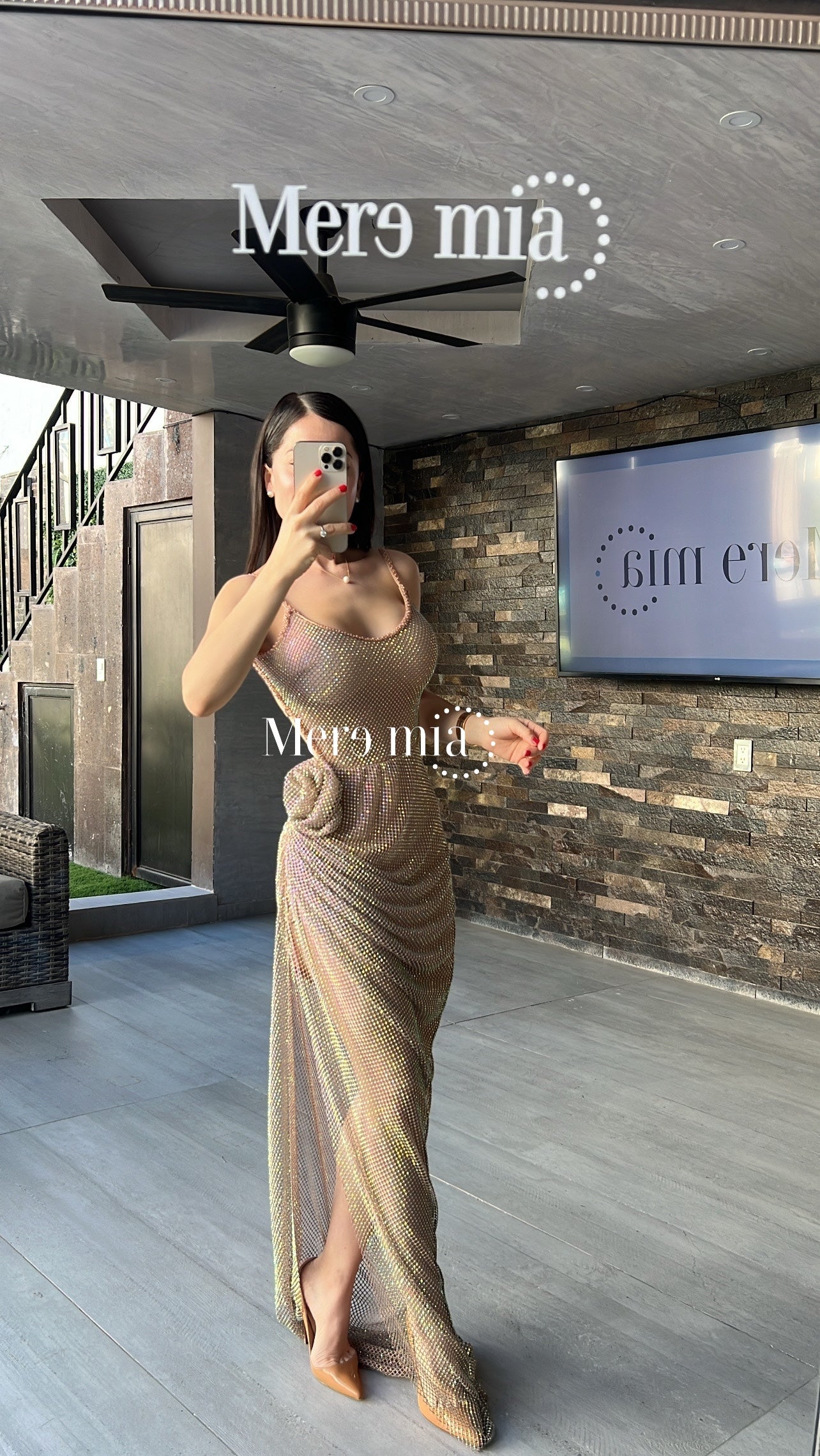 Vestido moka puntos flor