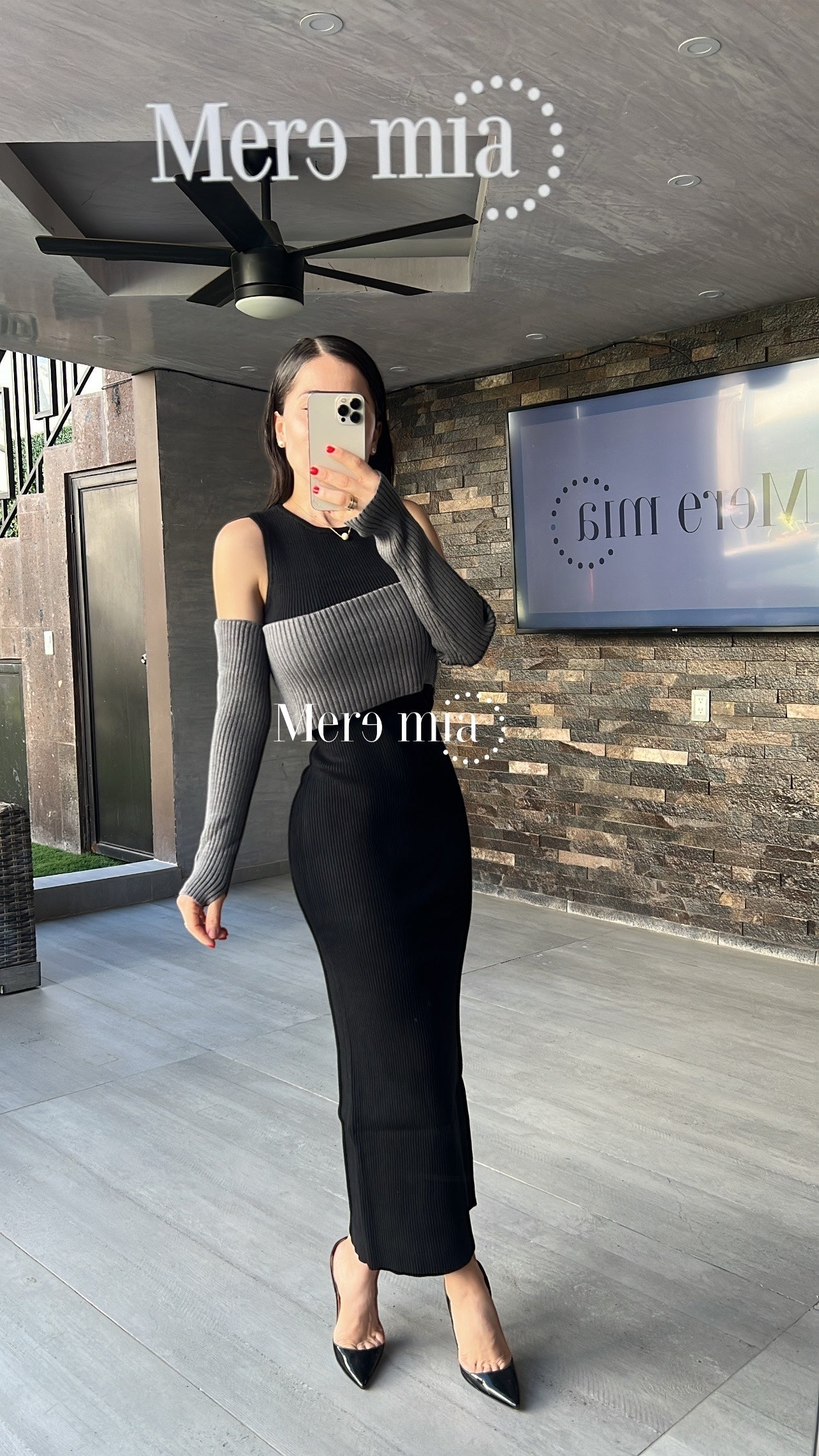 Vestido sweater negro gris