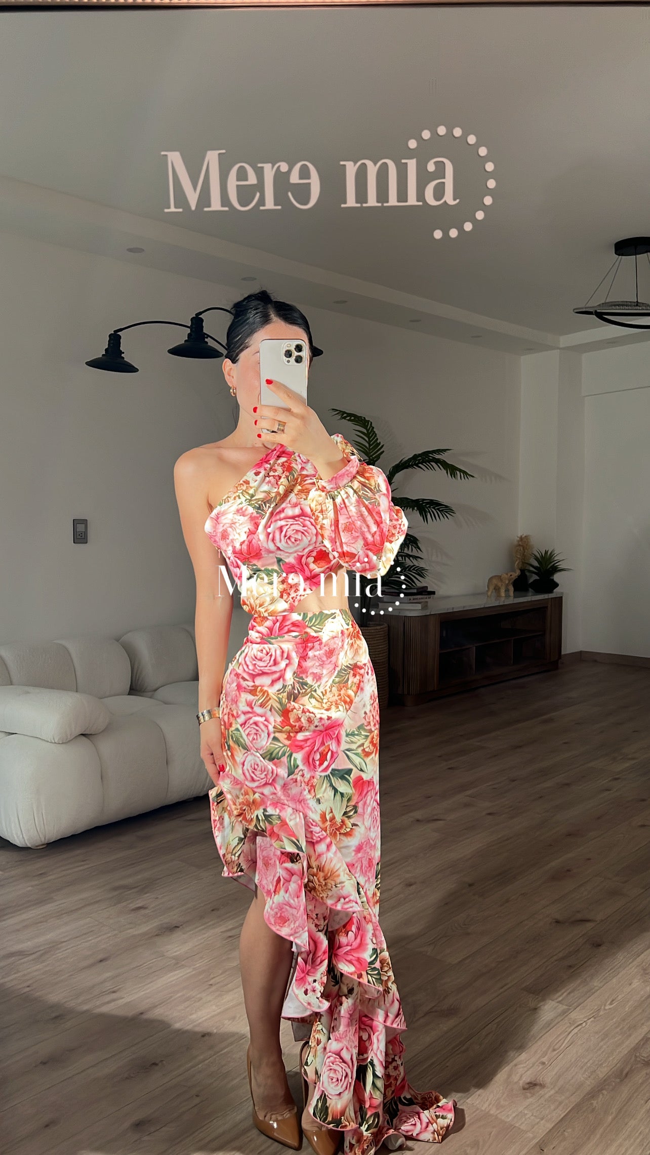 Vestido flores esc asimetrica