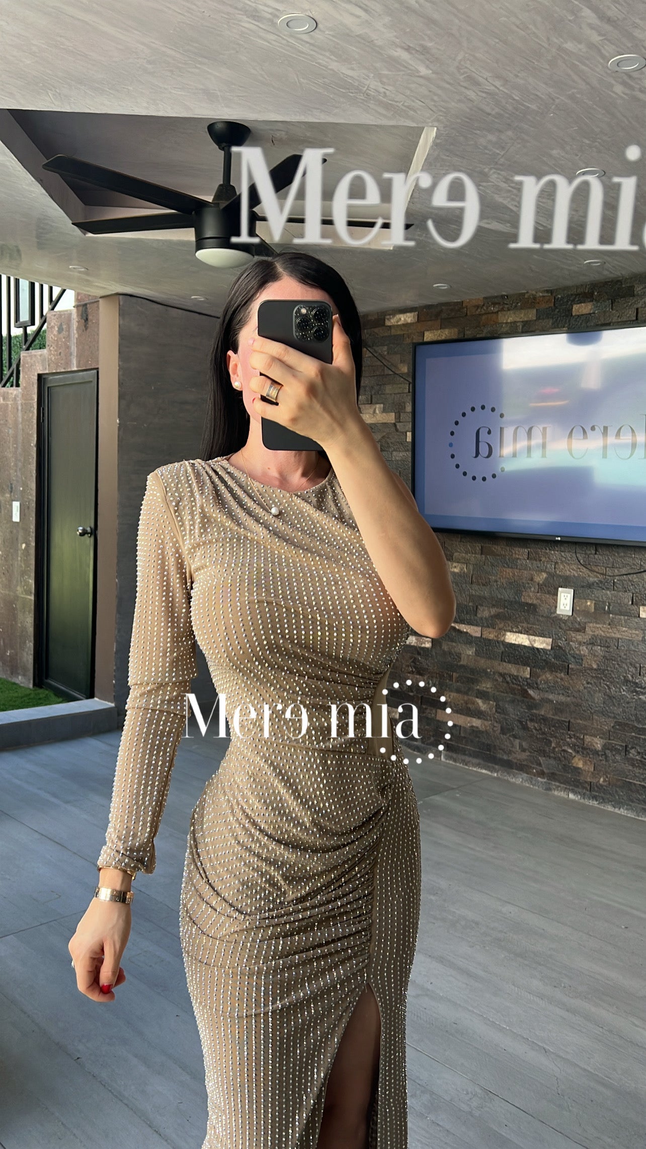 Vestido moka puntos manga