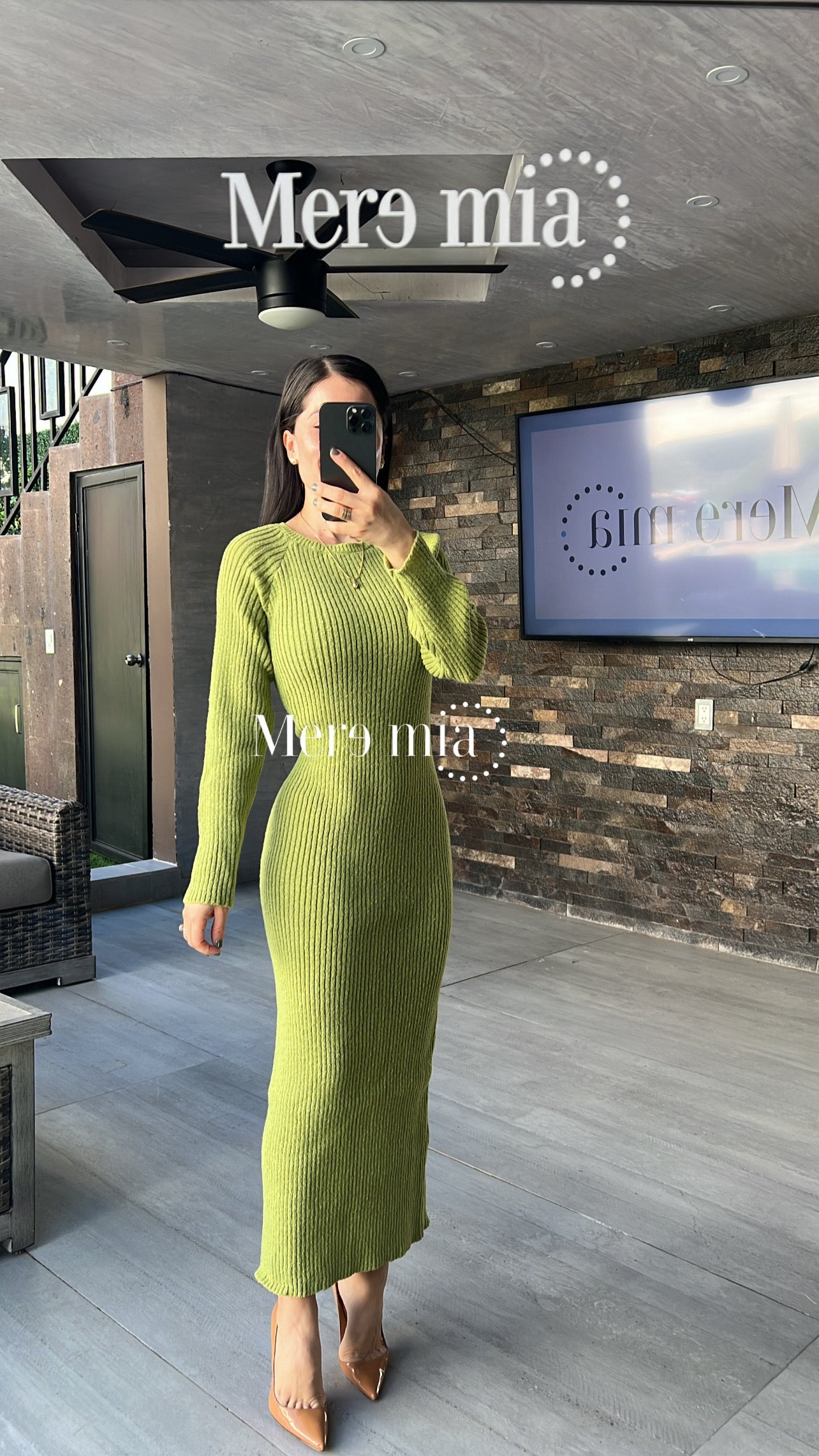 Vestido verde sweater