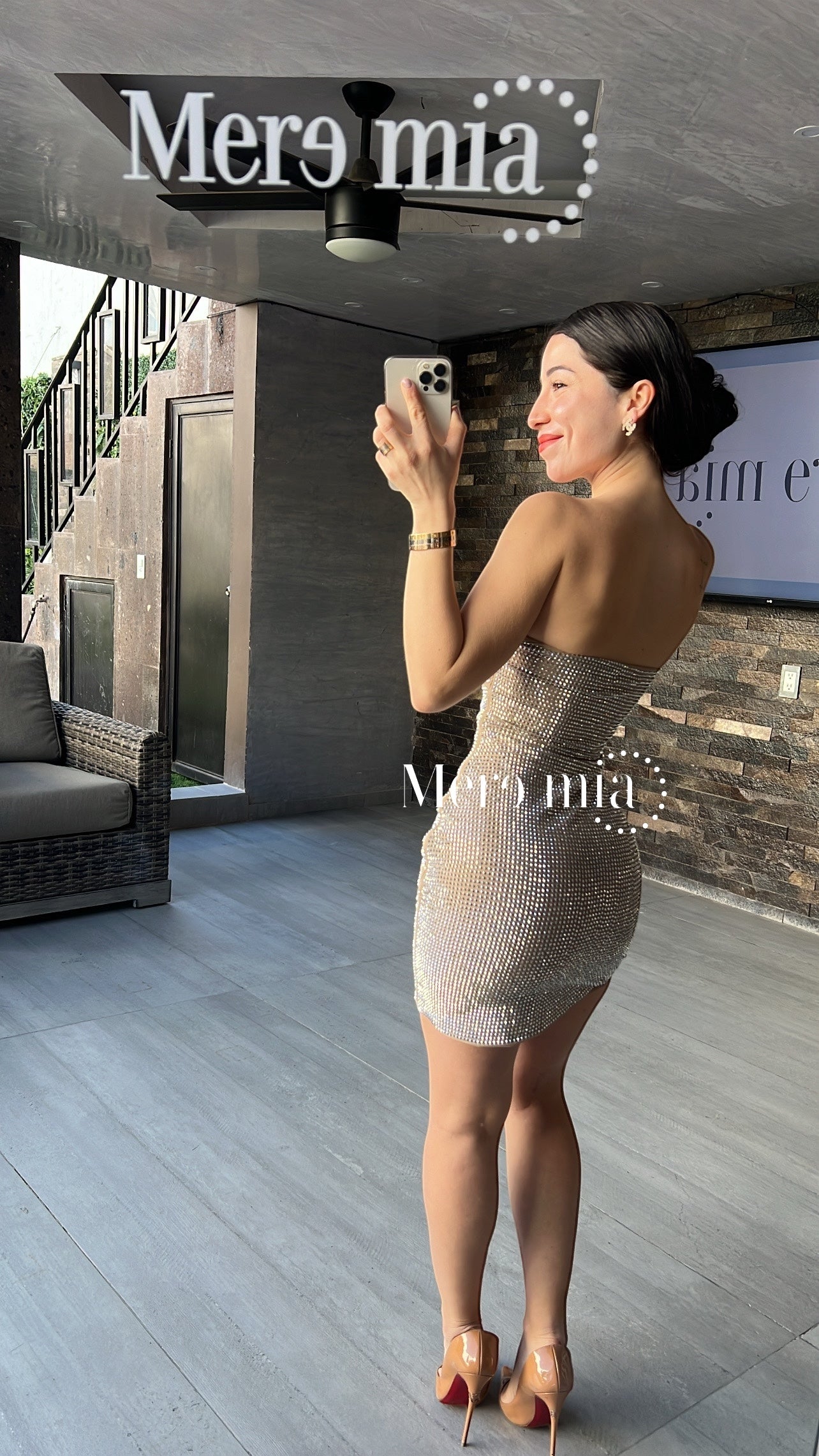 Vestido beige puntos flores