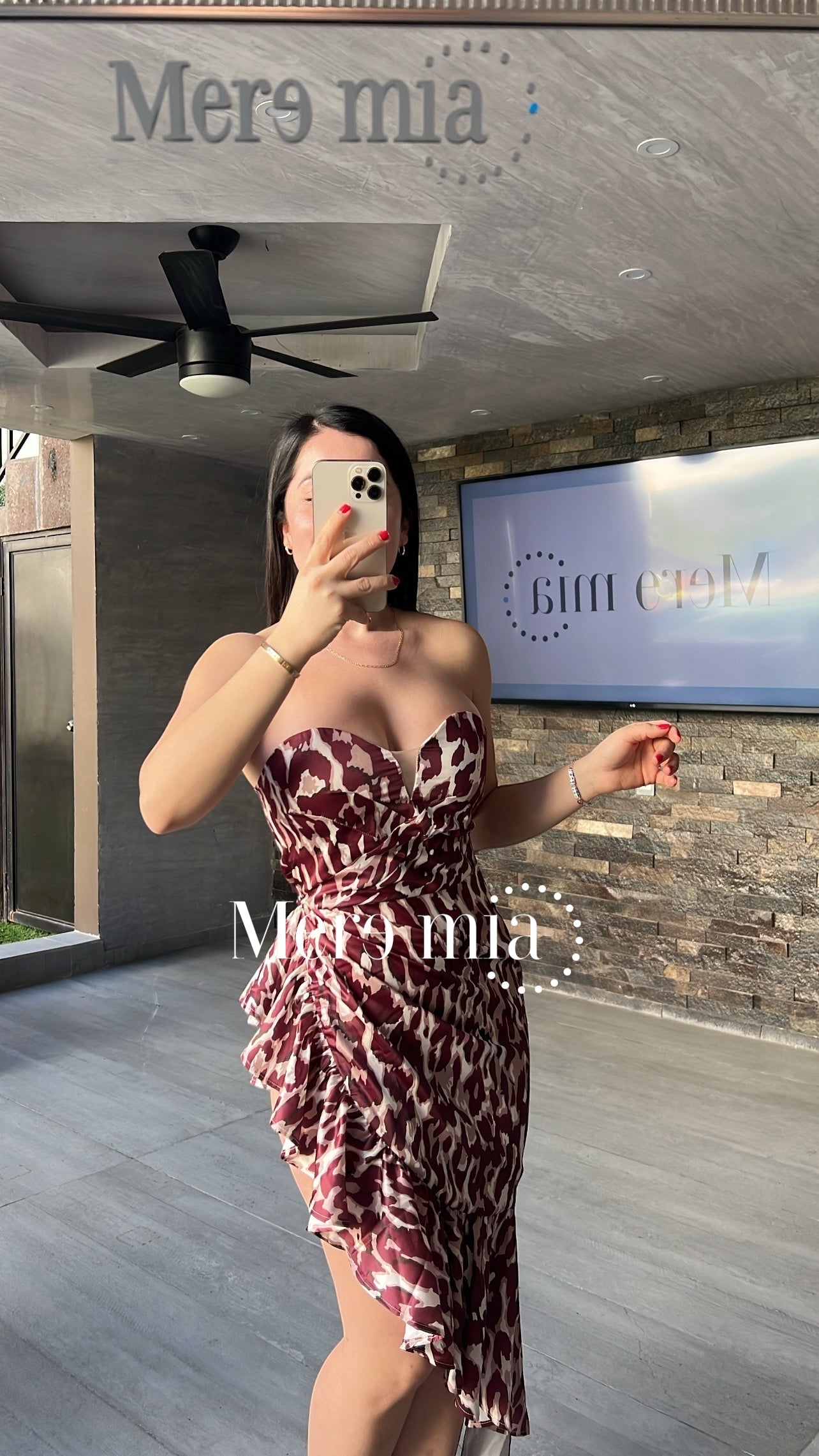 Vestido strapless animal print