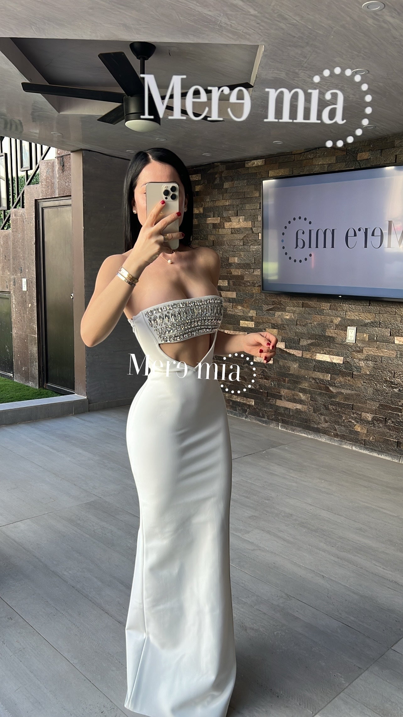 Vestido blanco plata v
