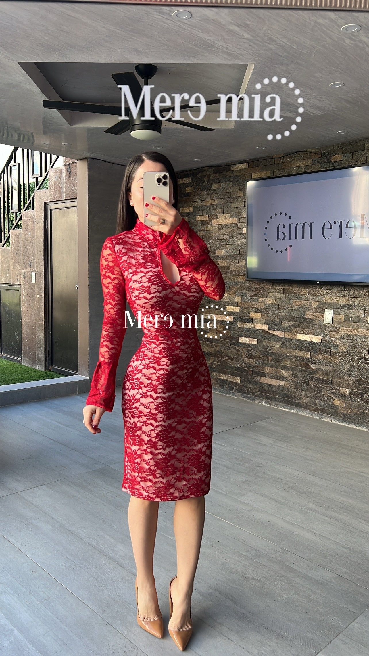 Vestido tinto encaje ml