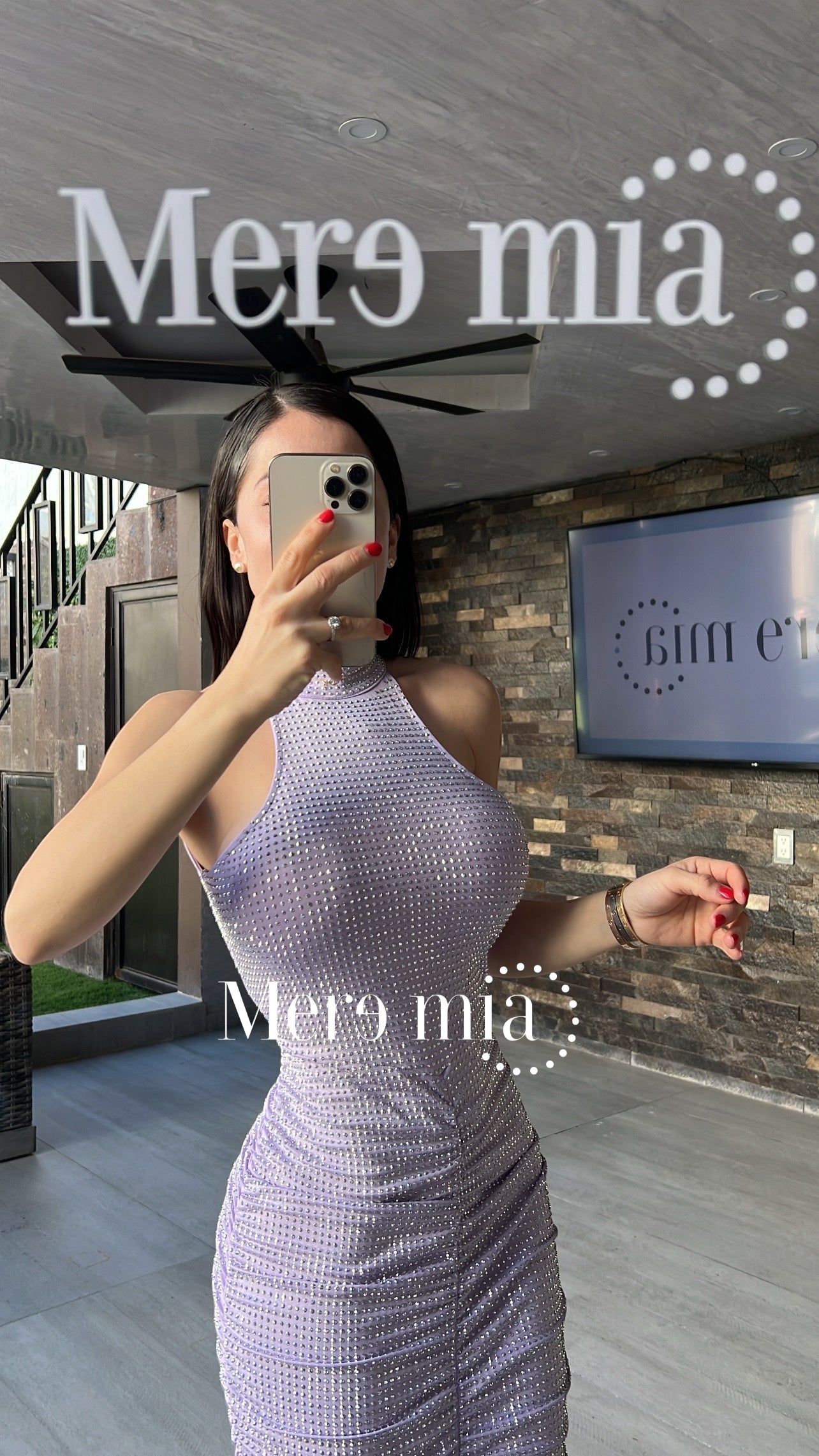 Vestido lila puntos plisado