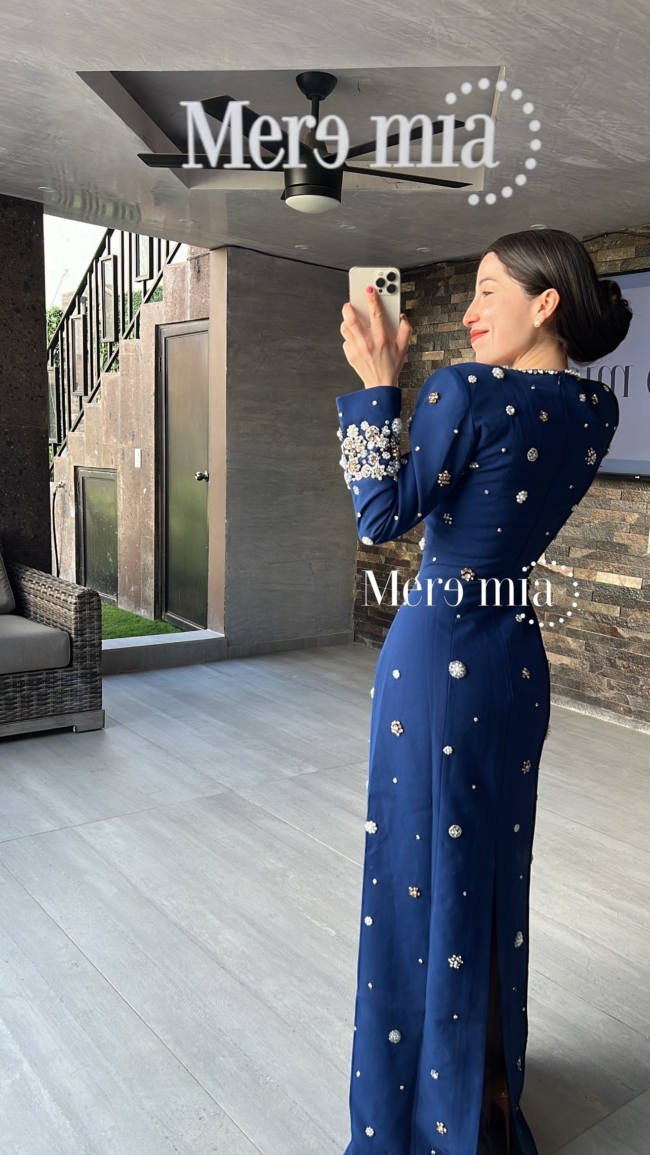 Vestido azul circ apl