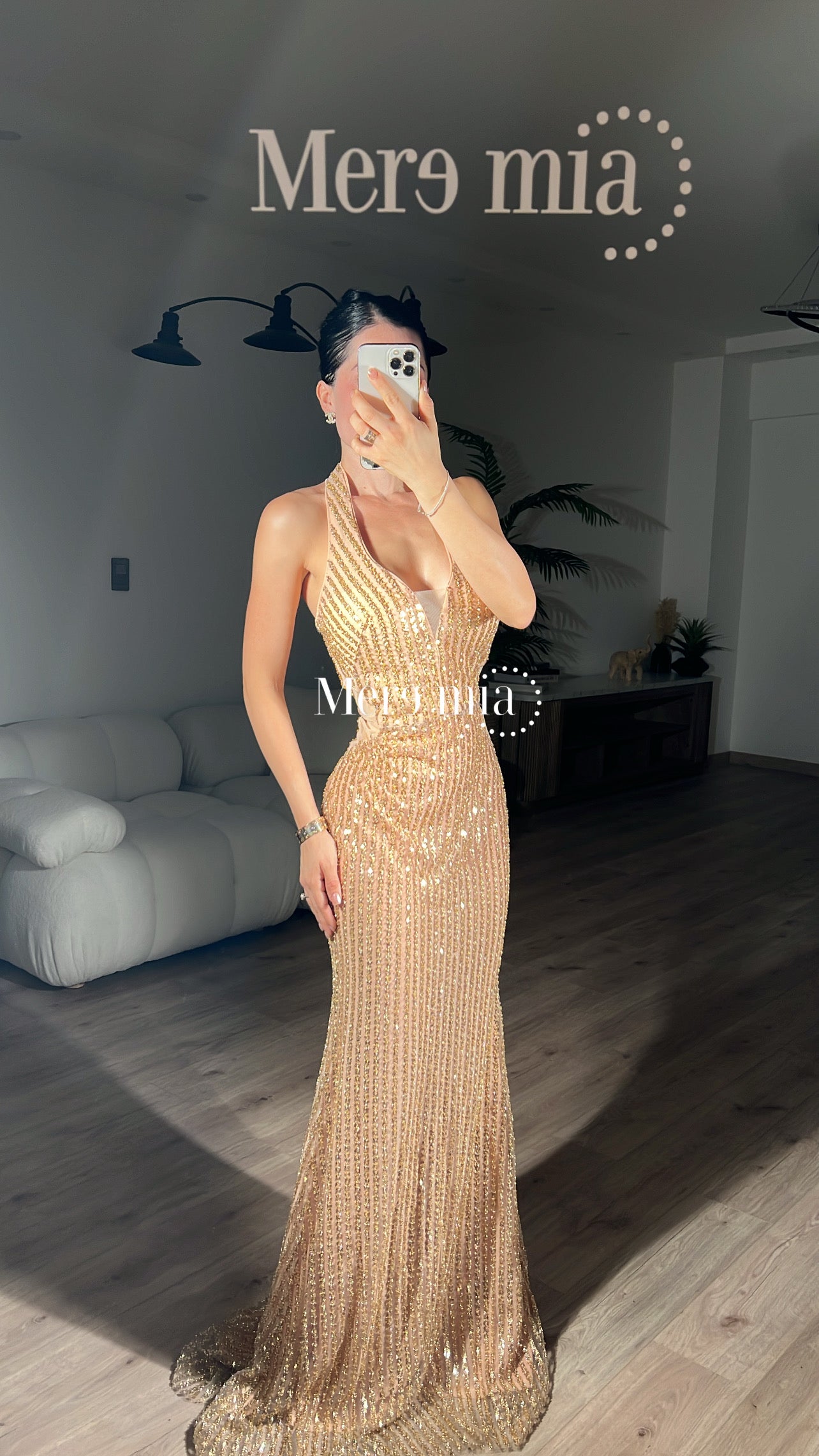 Vestido dorado lent halter