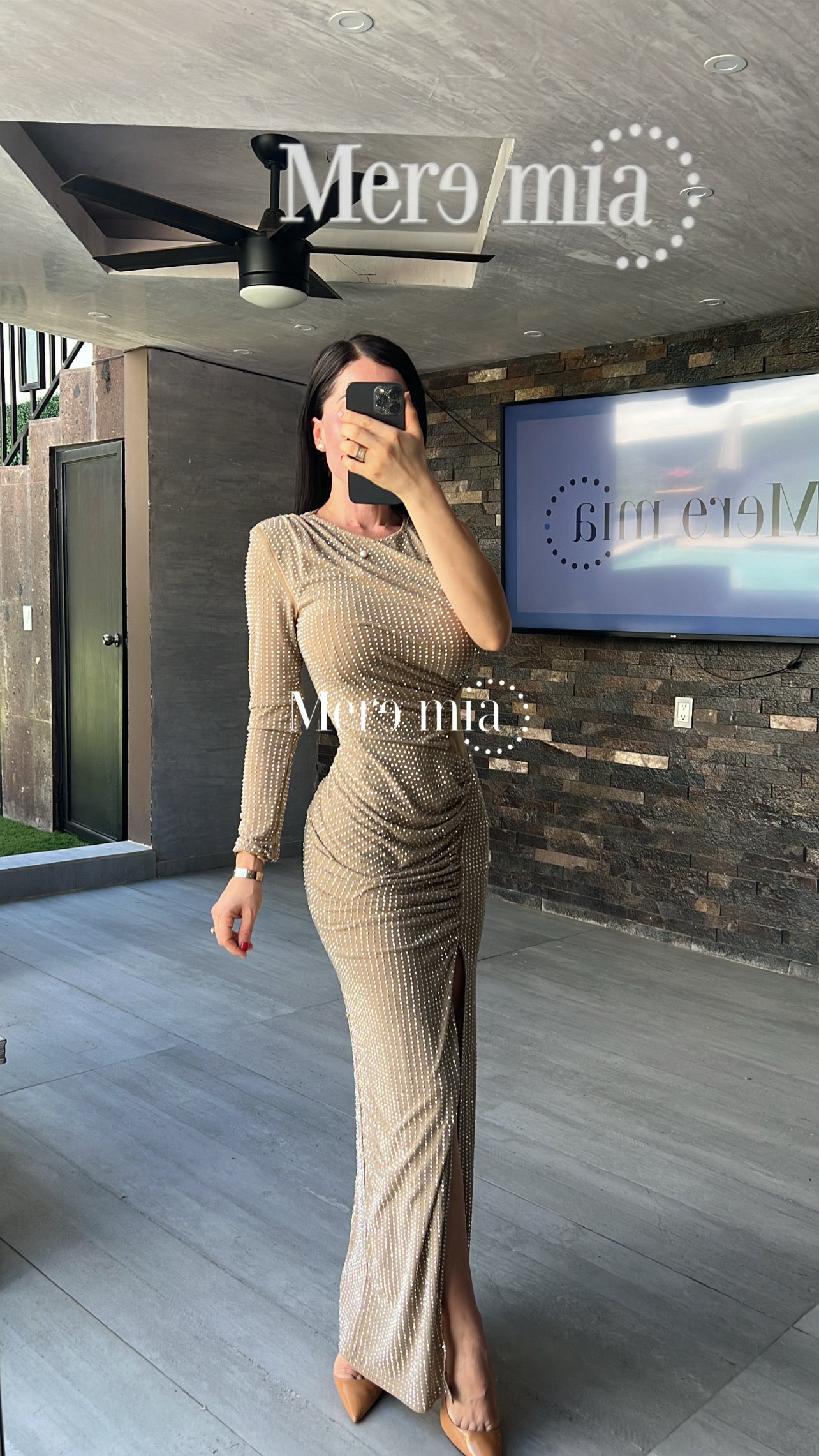 Vestido moka puntos manga