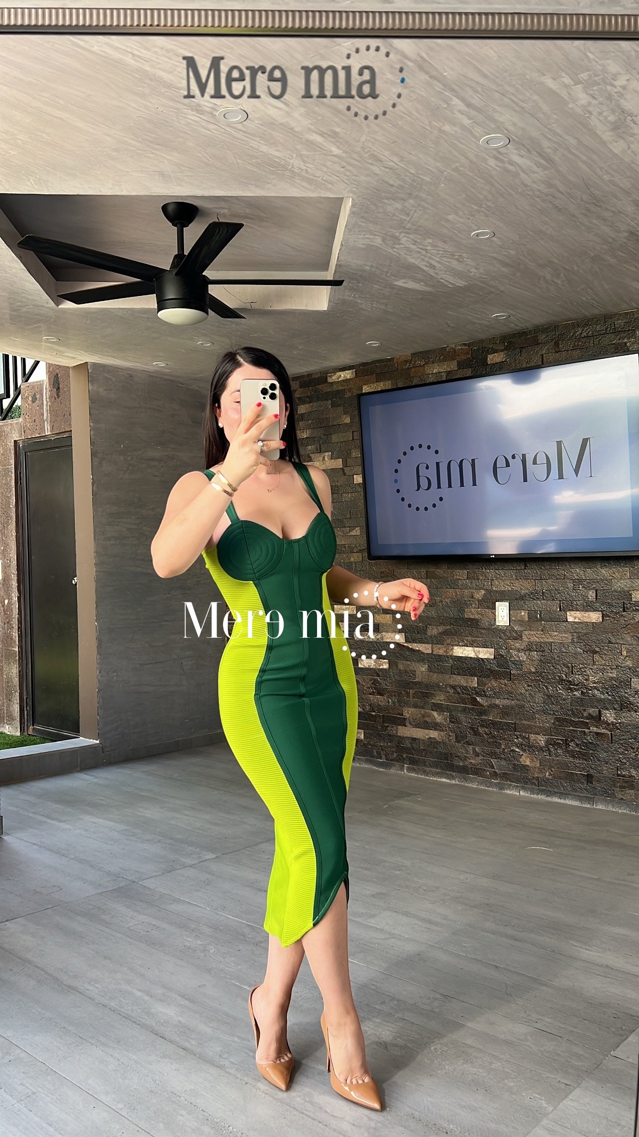 Vestido verdes copa midi