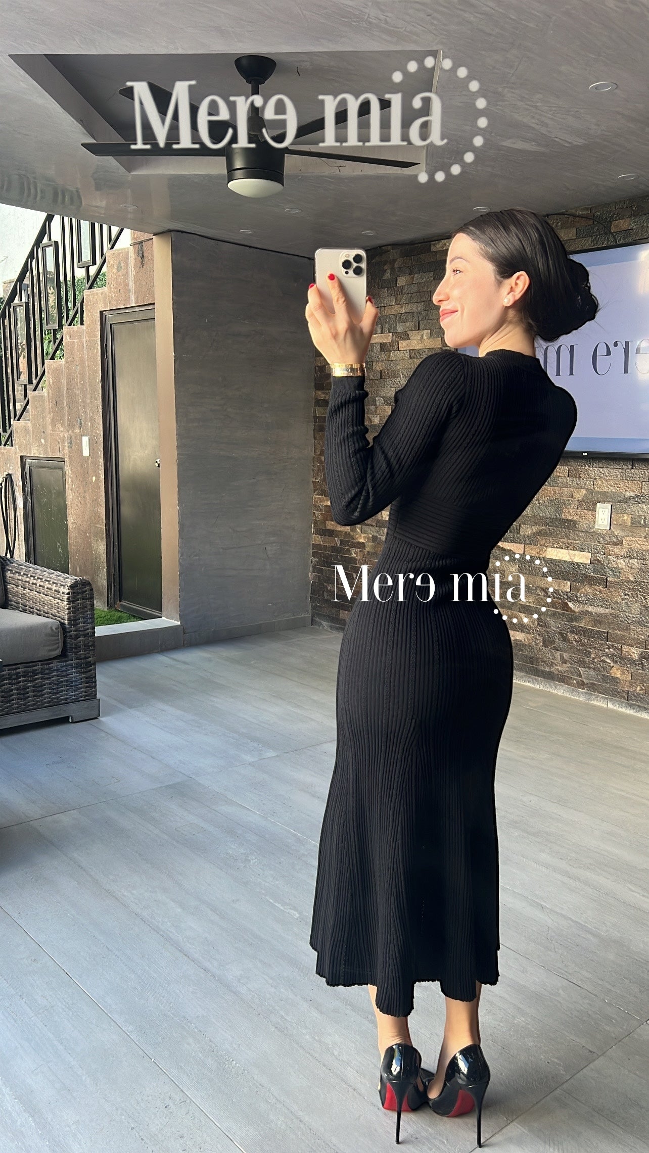 Vestido negro rayado