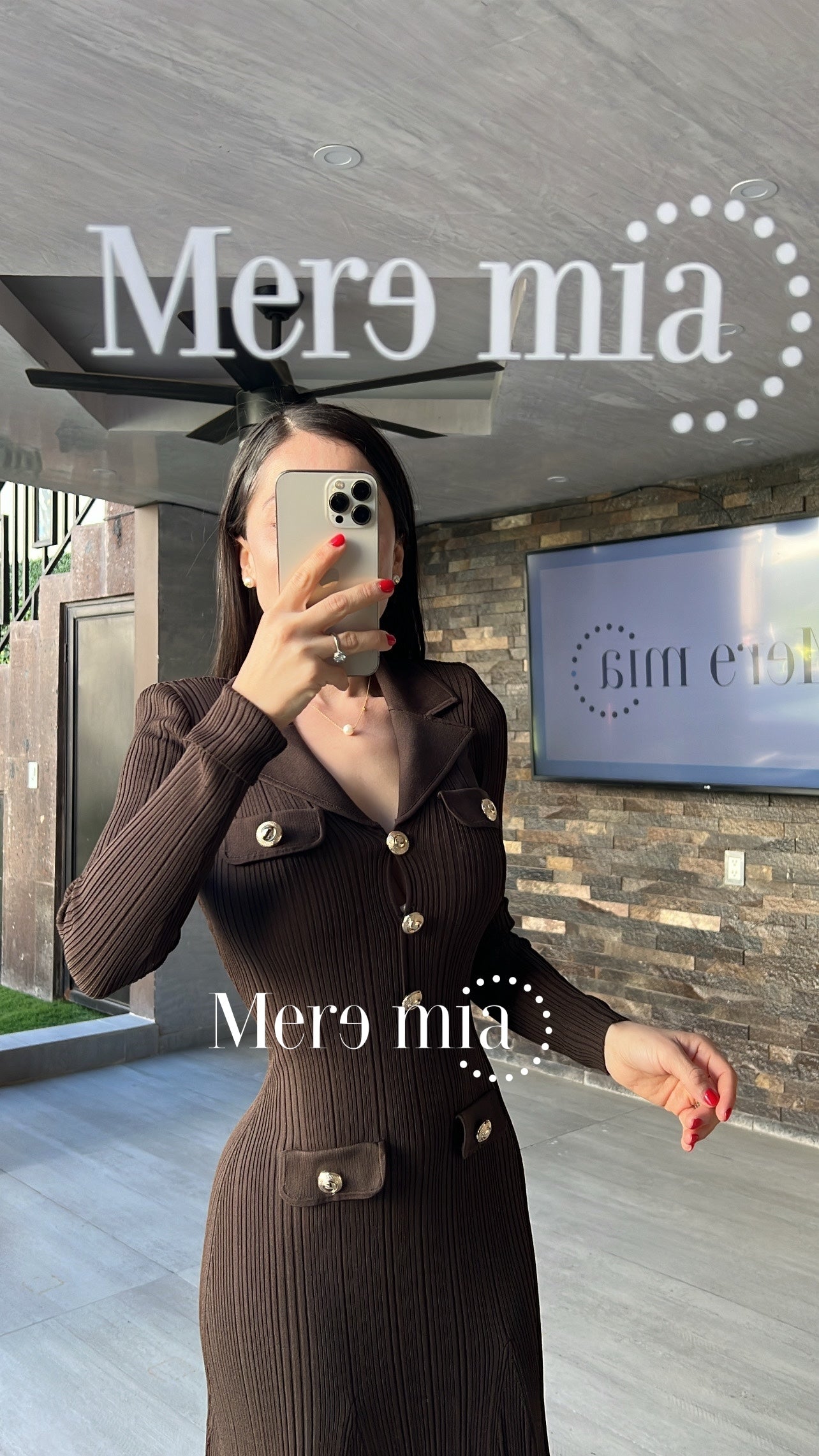 Vestido cafe rayado botones