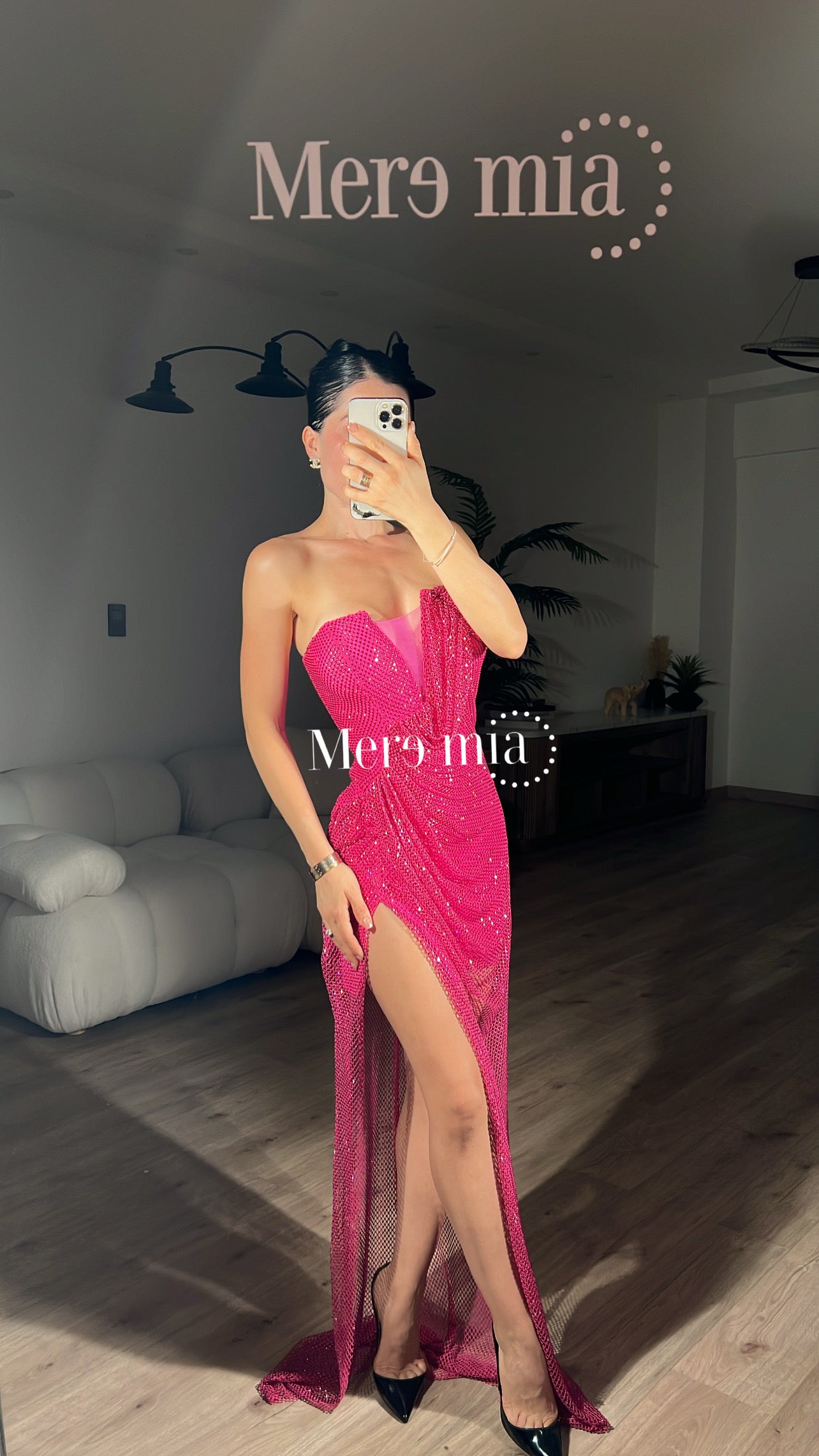 Vestido rosa puntos