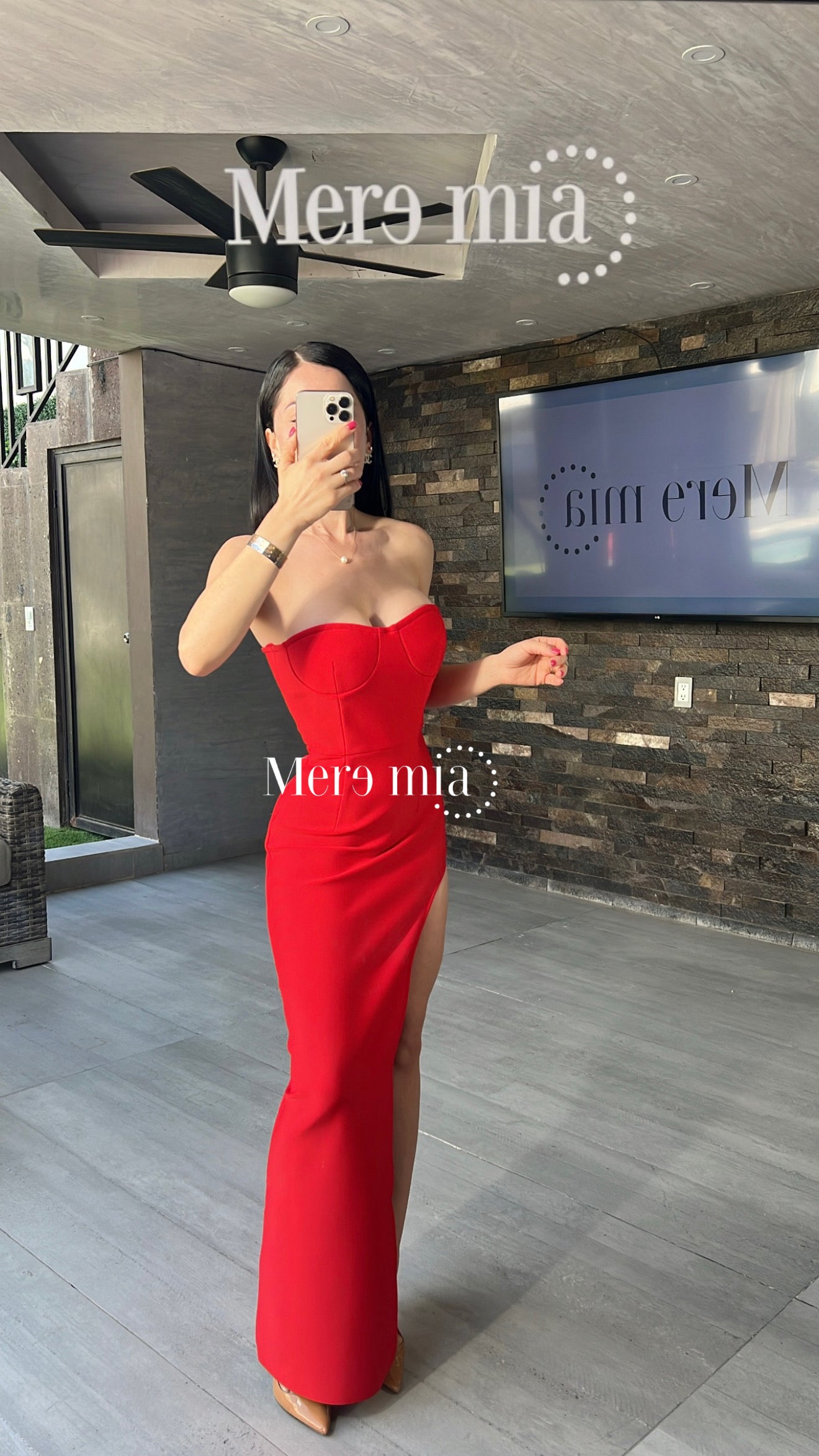 Vestido rojo liso abert