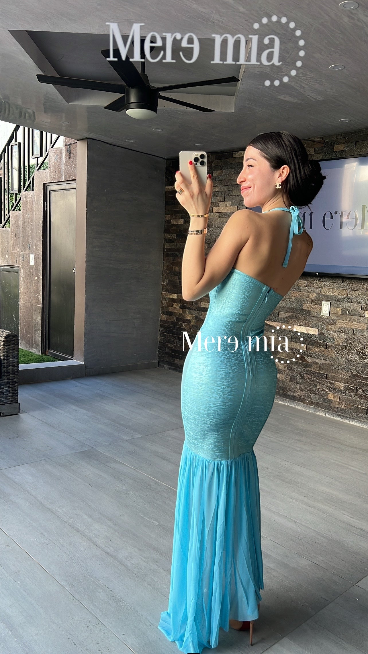 Vestido azul metalico