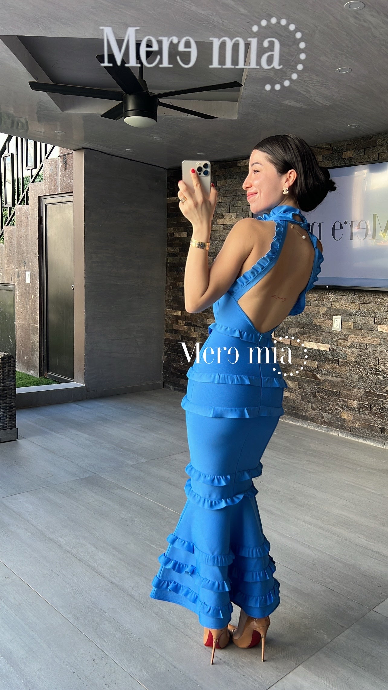 Vestido azul esc olanes