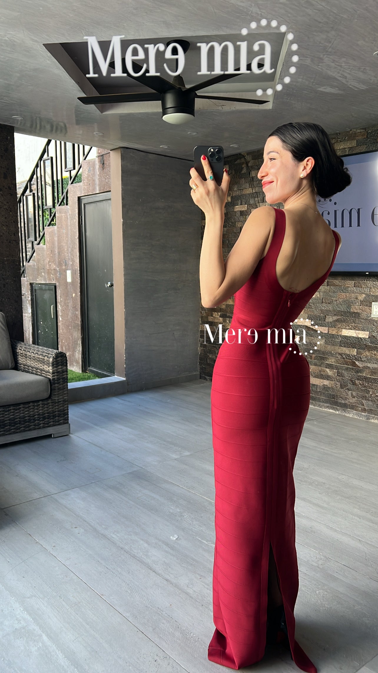 Vestido escote U rayado