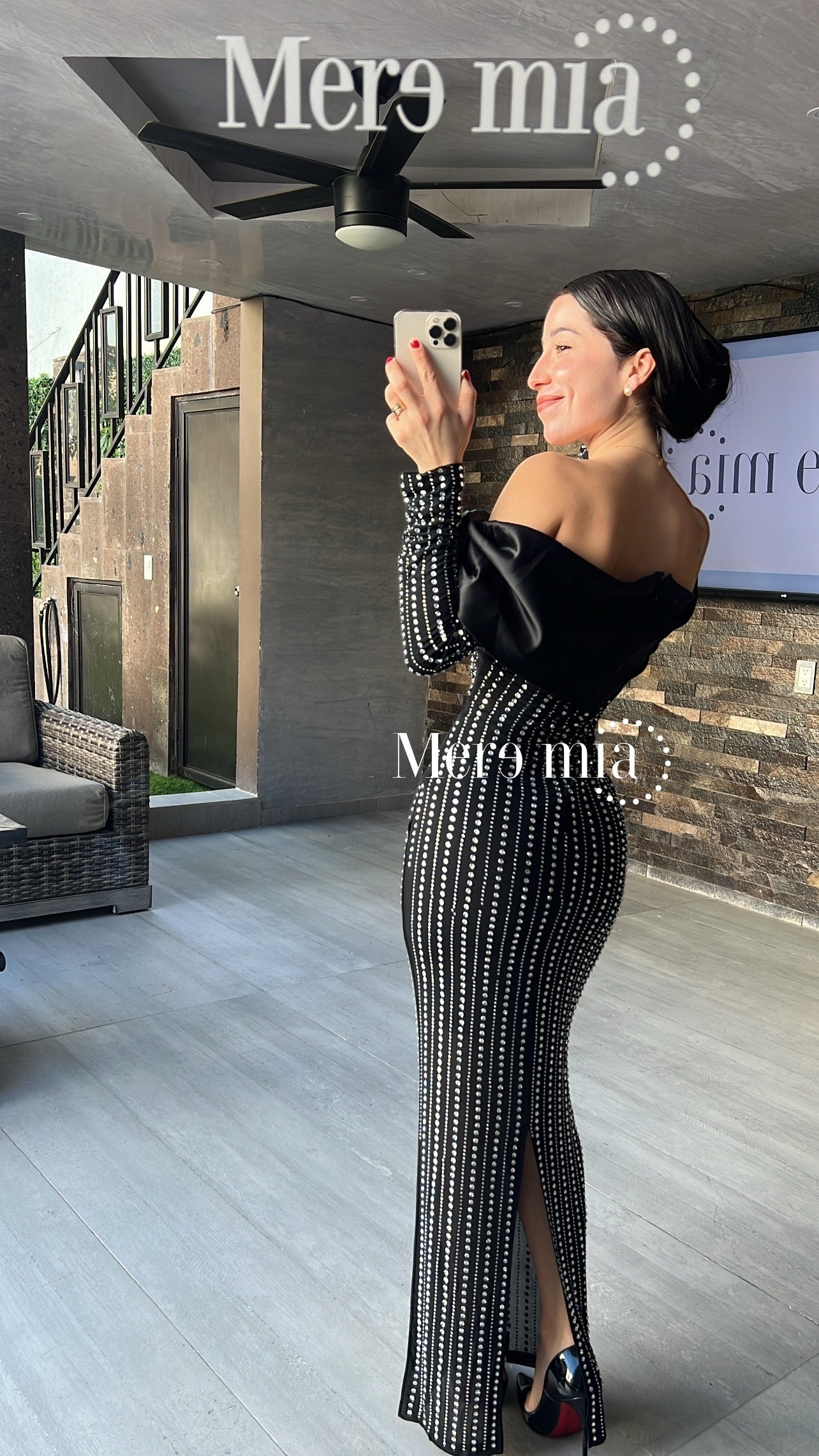 Vestido negro apl plata ml