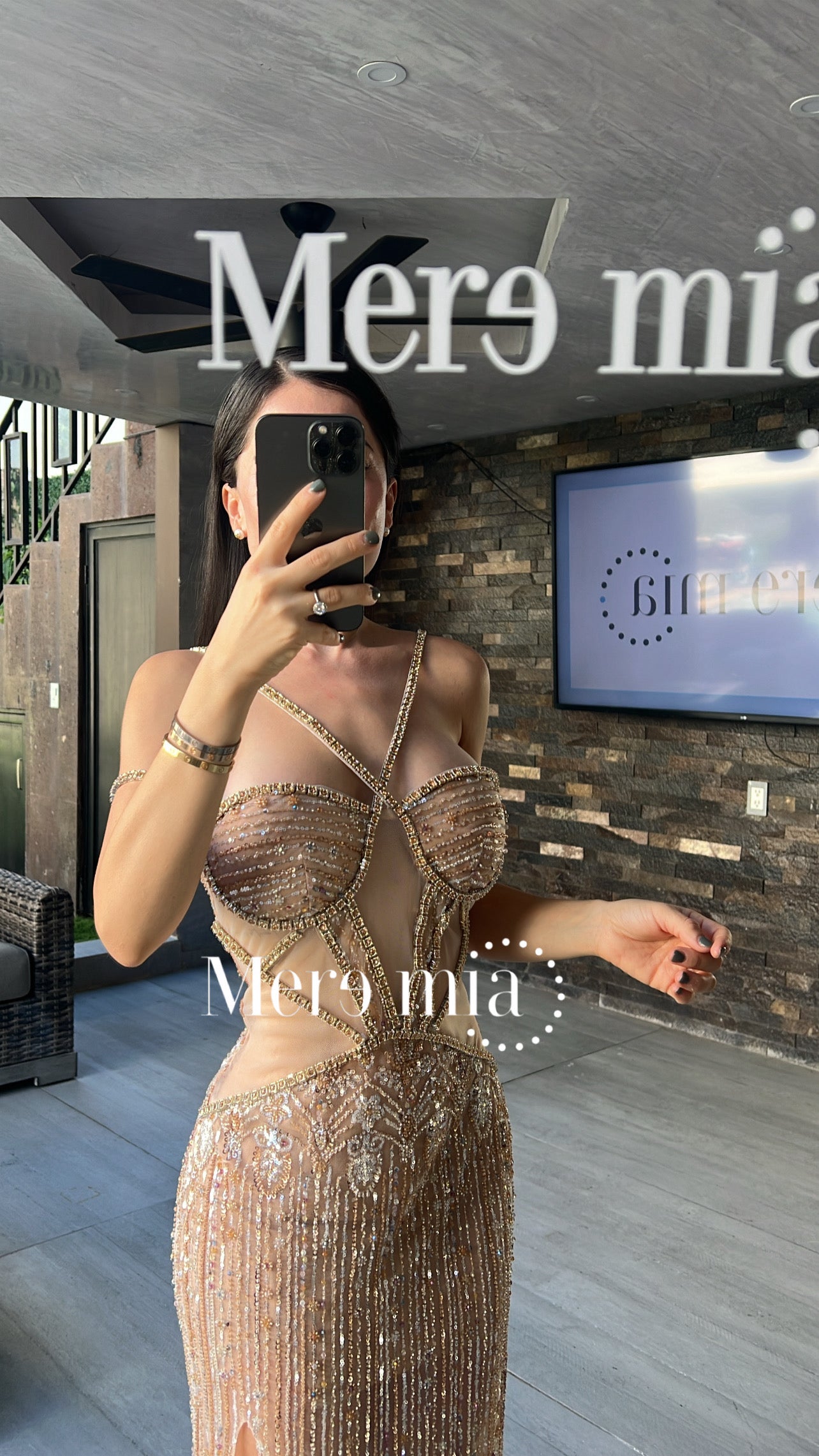 Vestido nude tiras apl