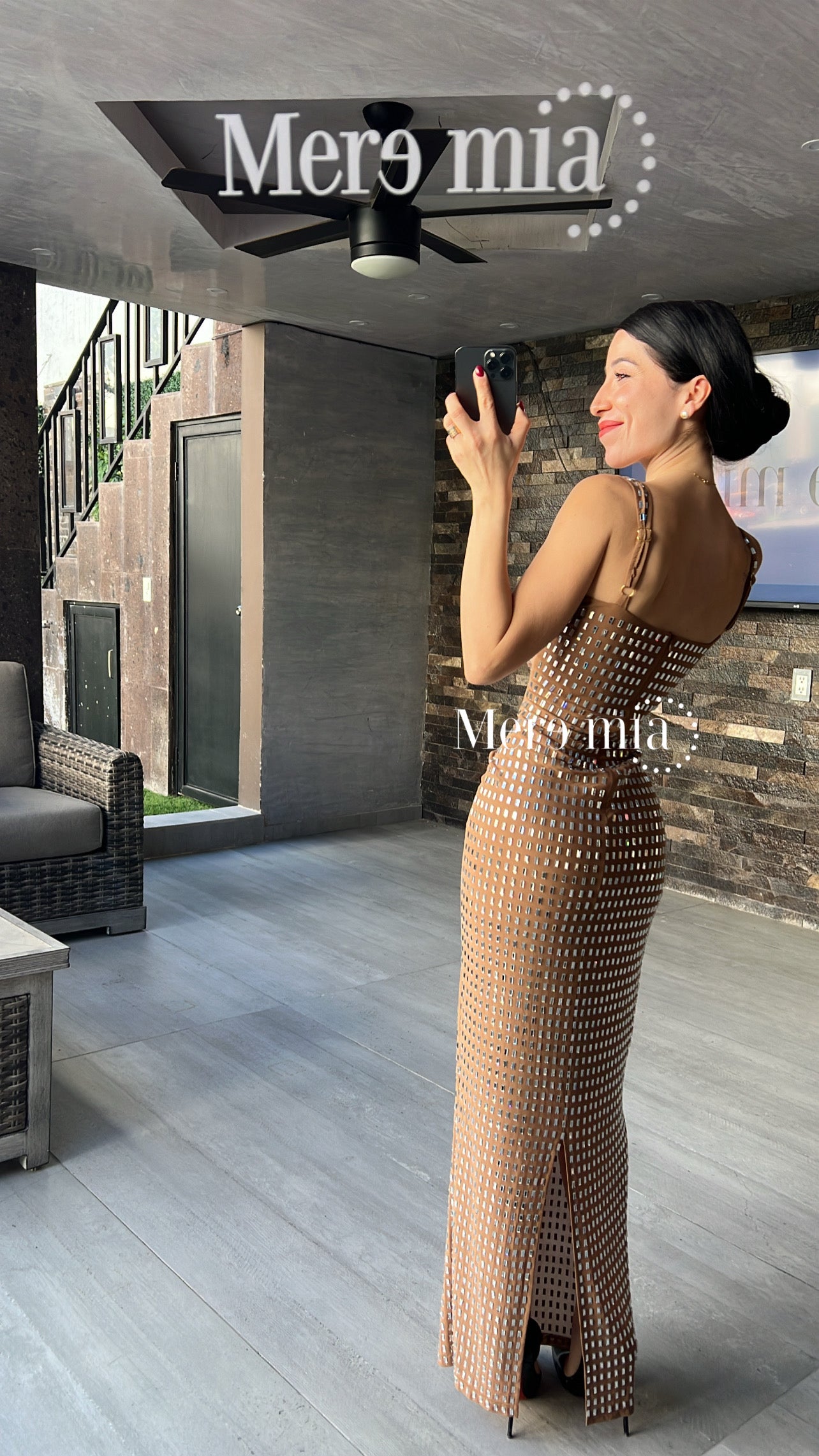 Vestido café apl rect