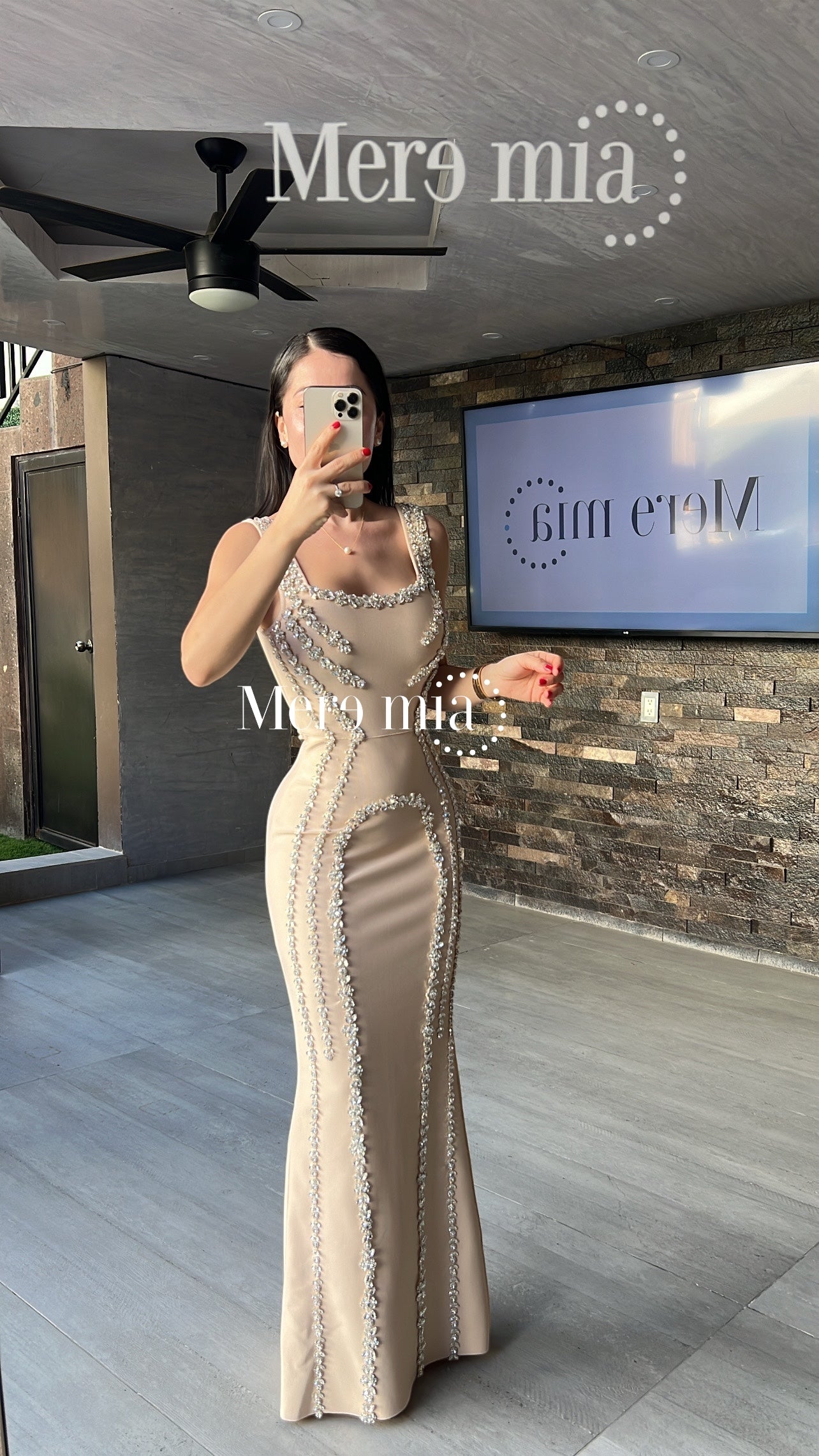 Vestido beige apl plata