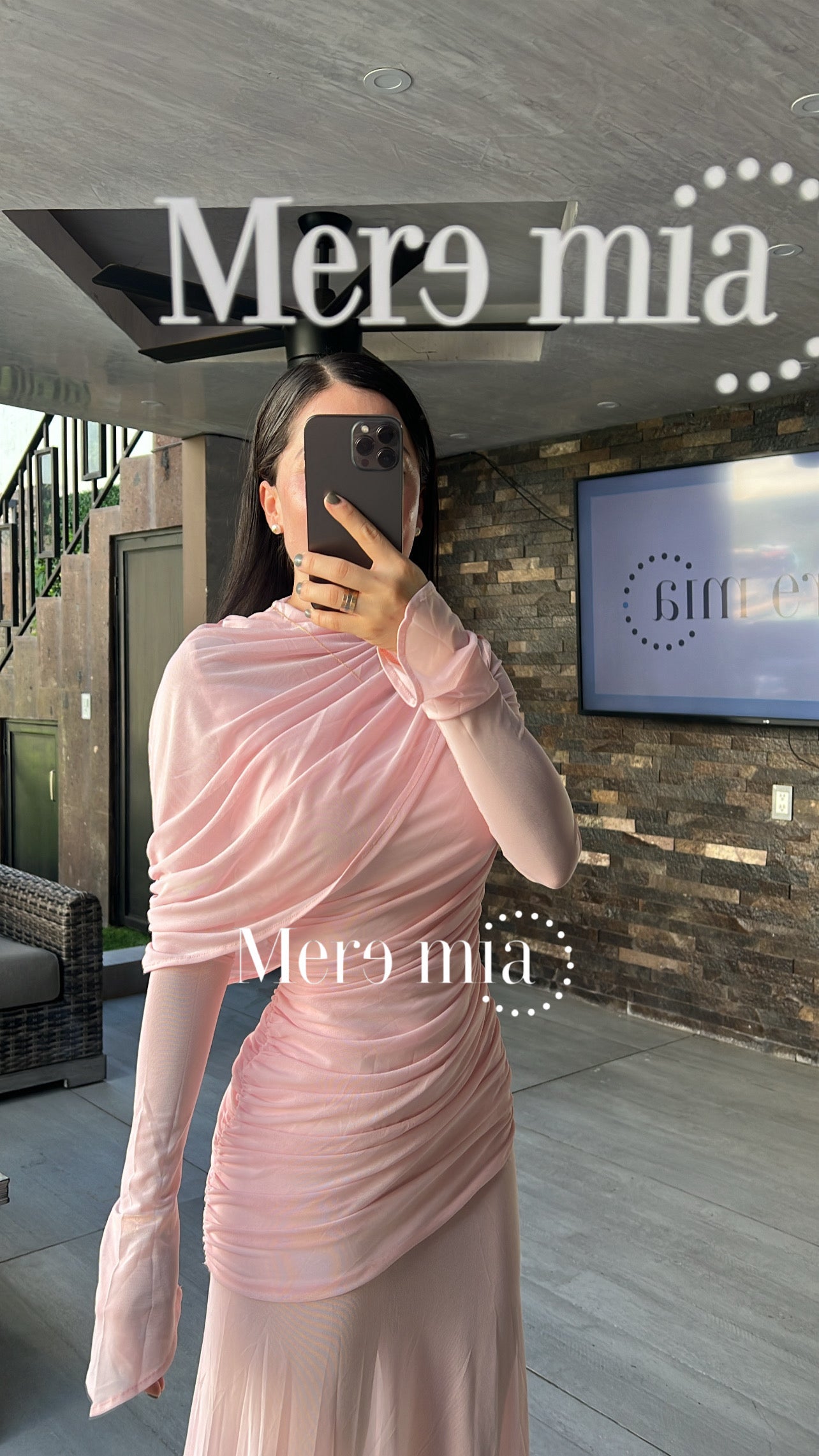Vestido rosa plisado ml