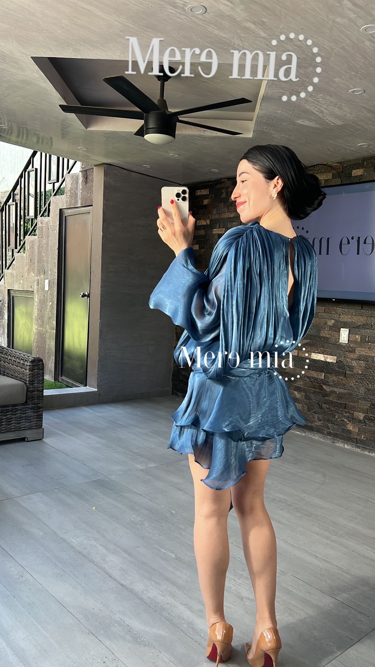 Vestido azul plisado