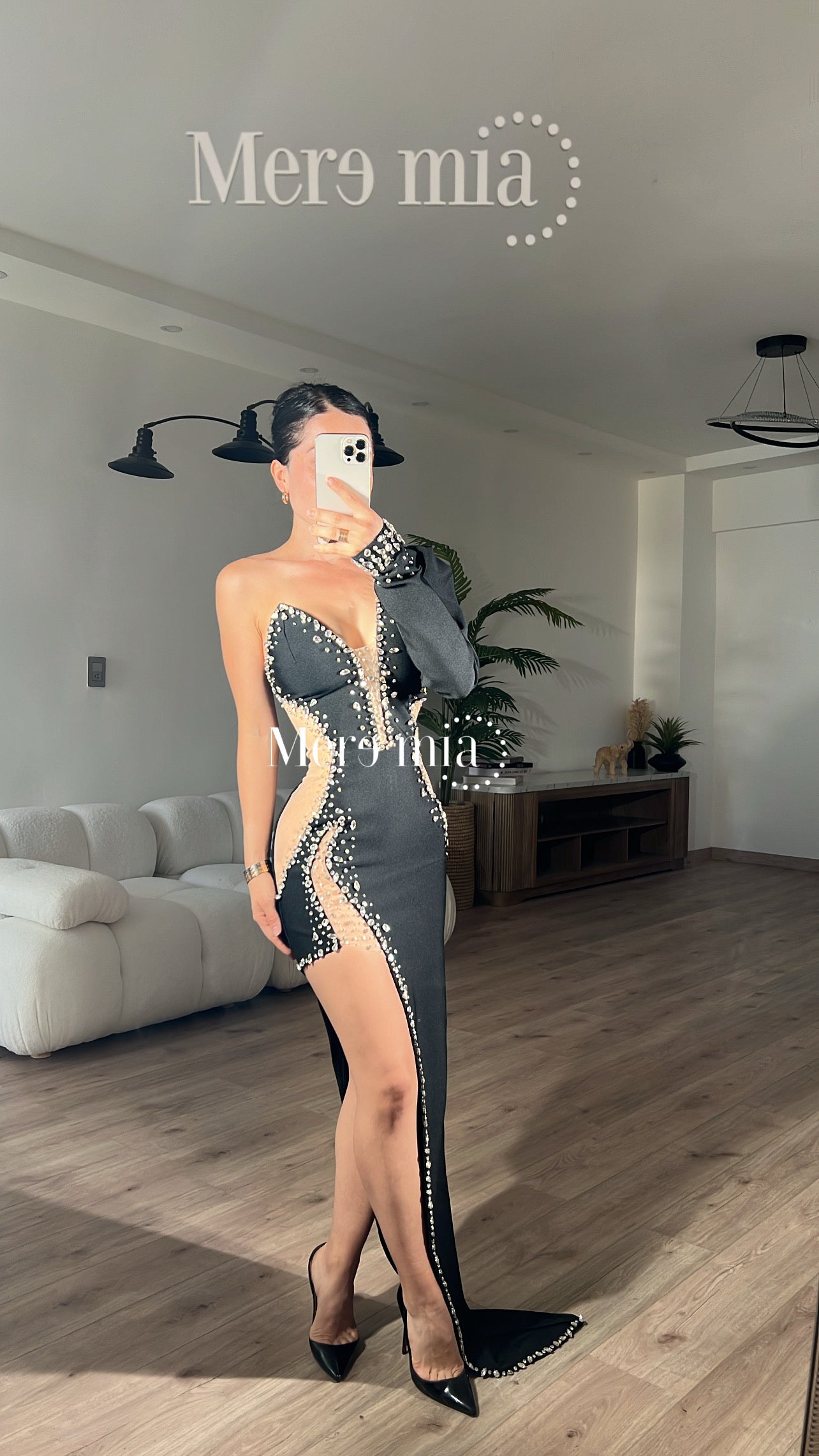 Vestido negro apl malla