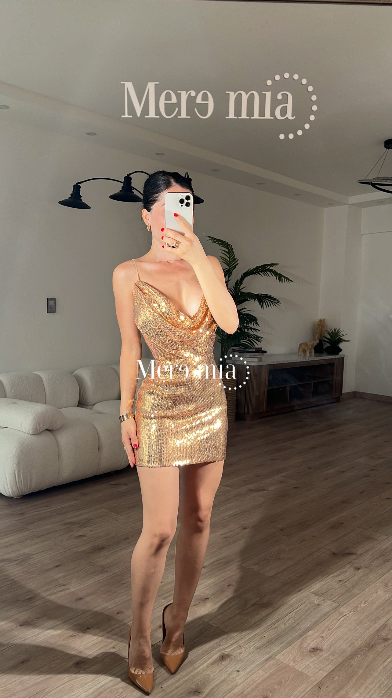 Vestido dorado lentejuelas