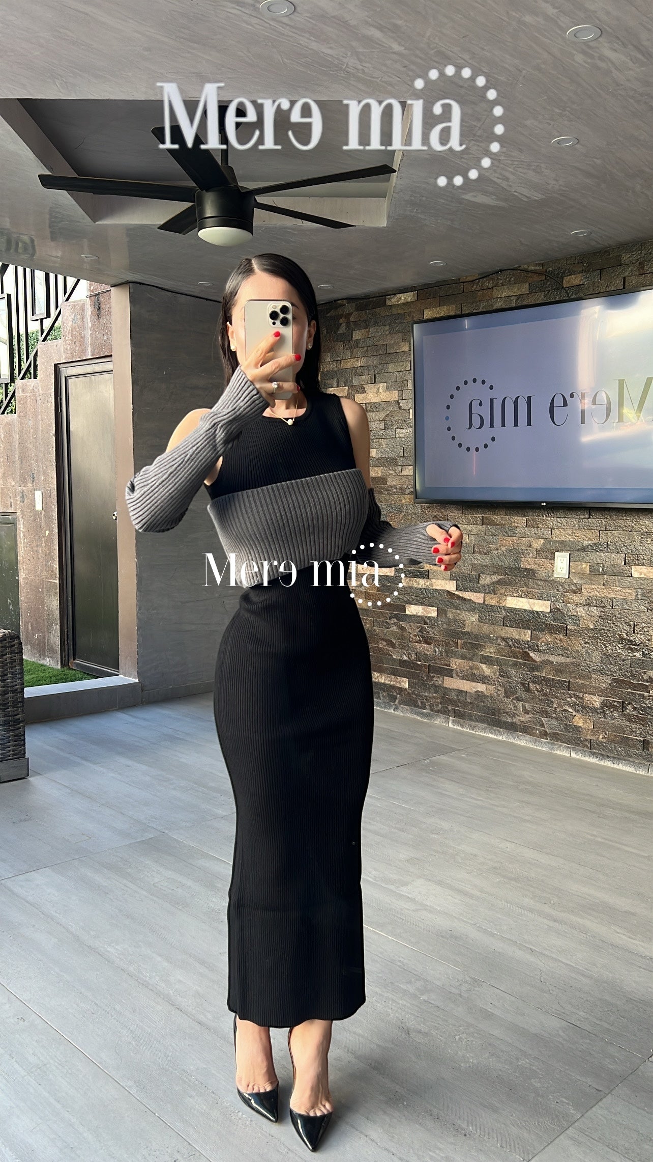 Vestido sweater negro gris