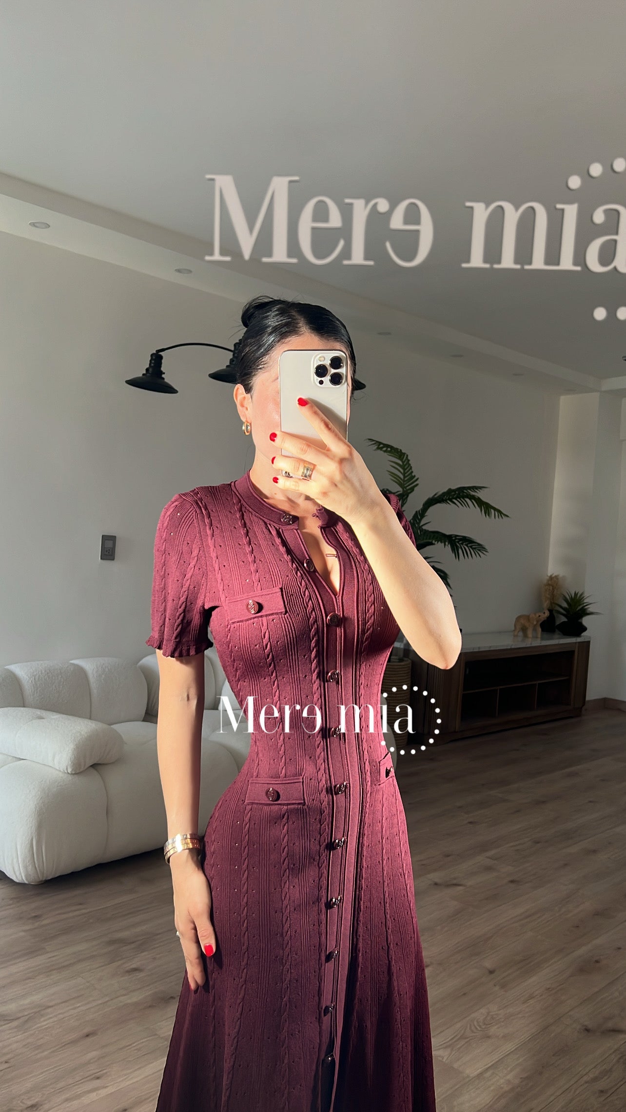 Vestido tinto mc botones