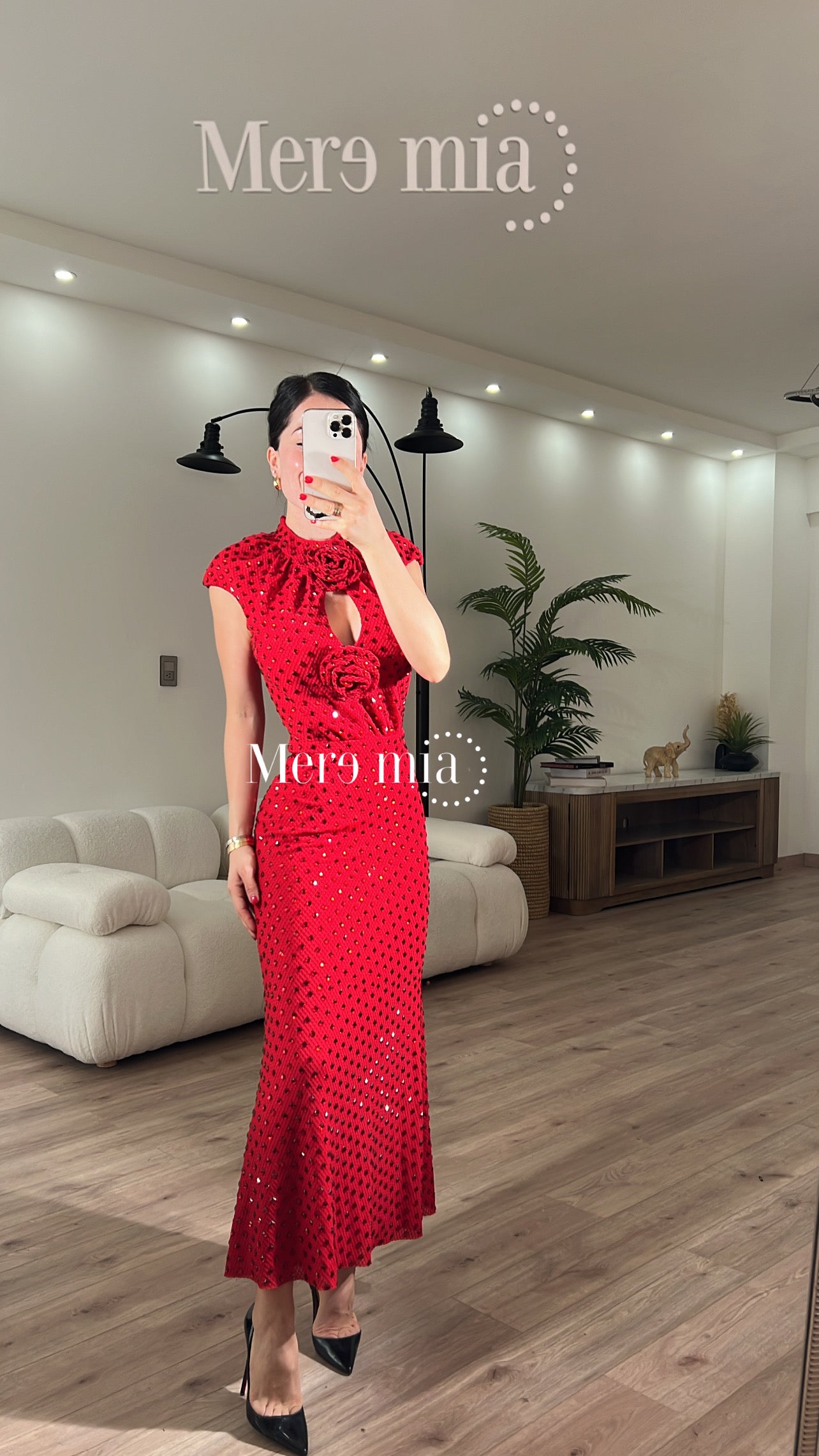 Vestido rojo puntos apl