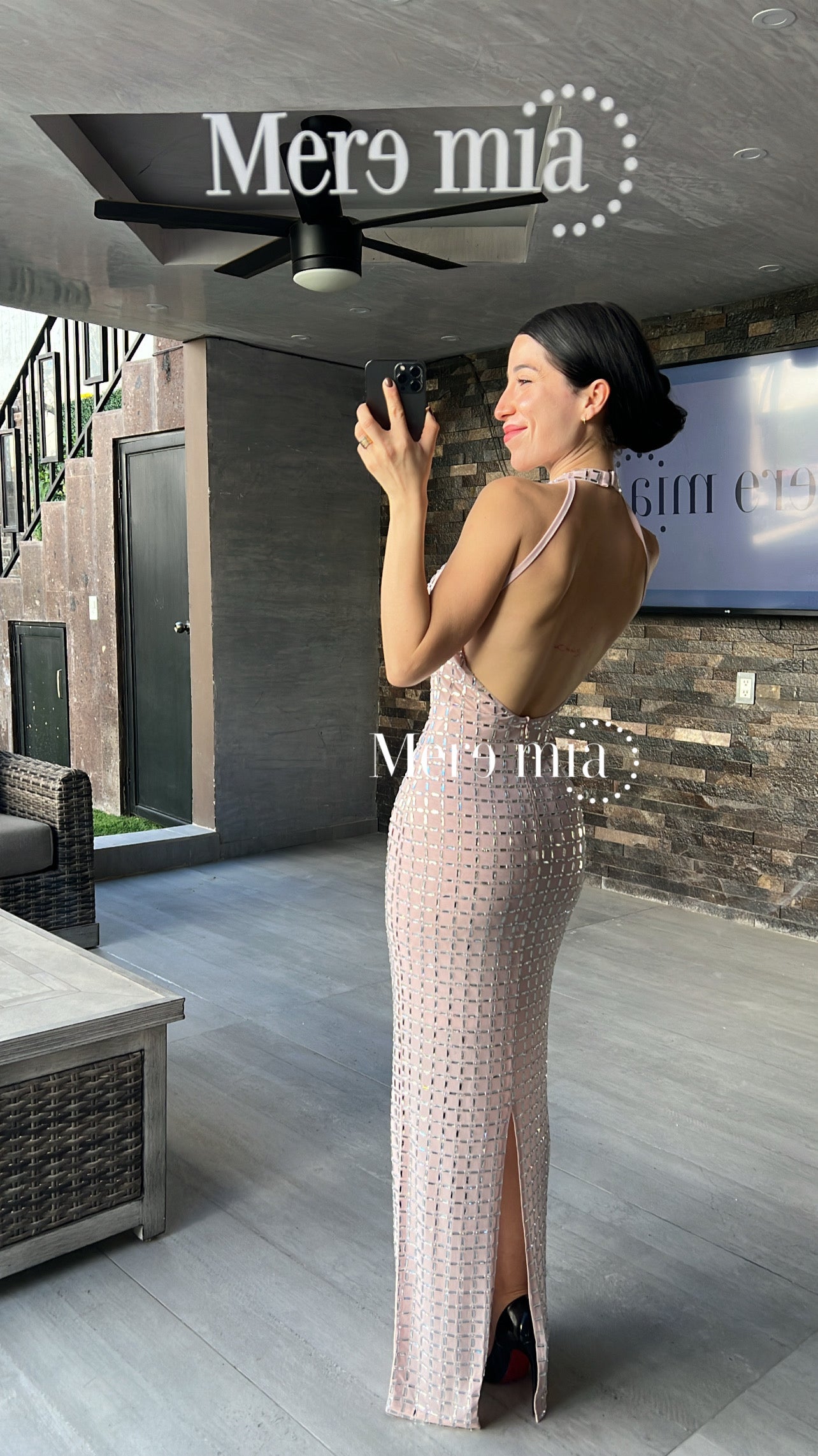 Vestido rosa halter cuad