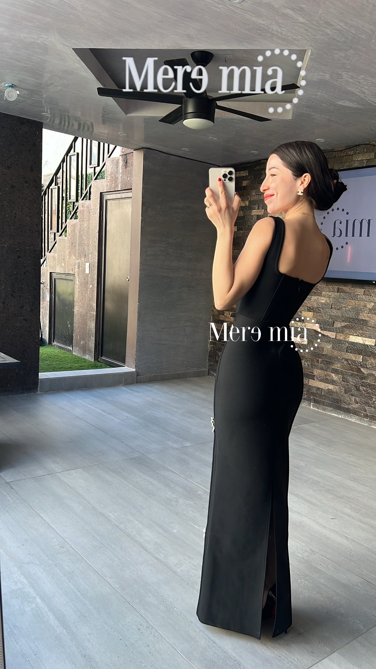 Vestido negro gotas plata