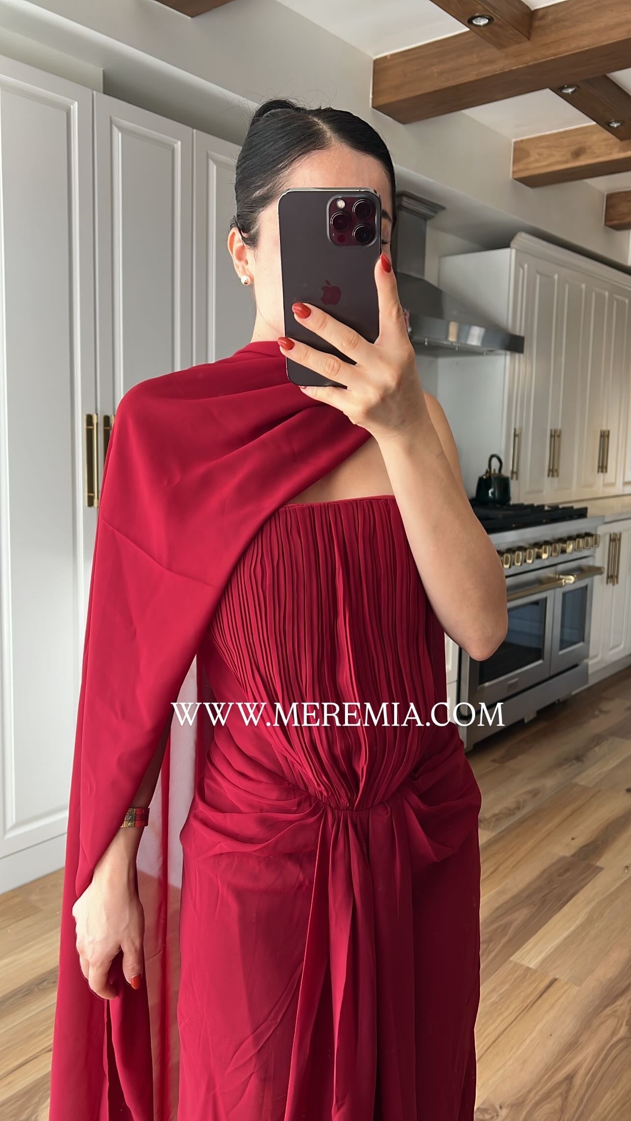 Vestido plisado estola largo