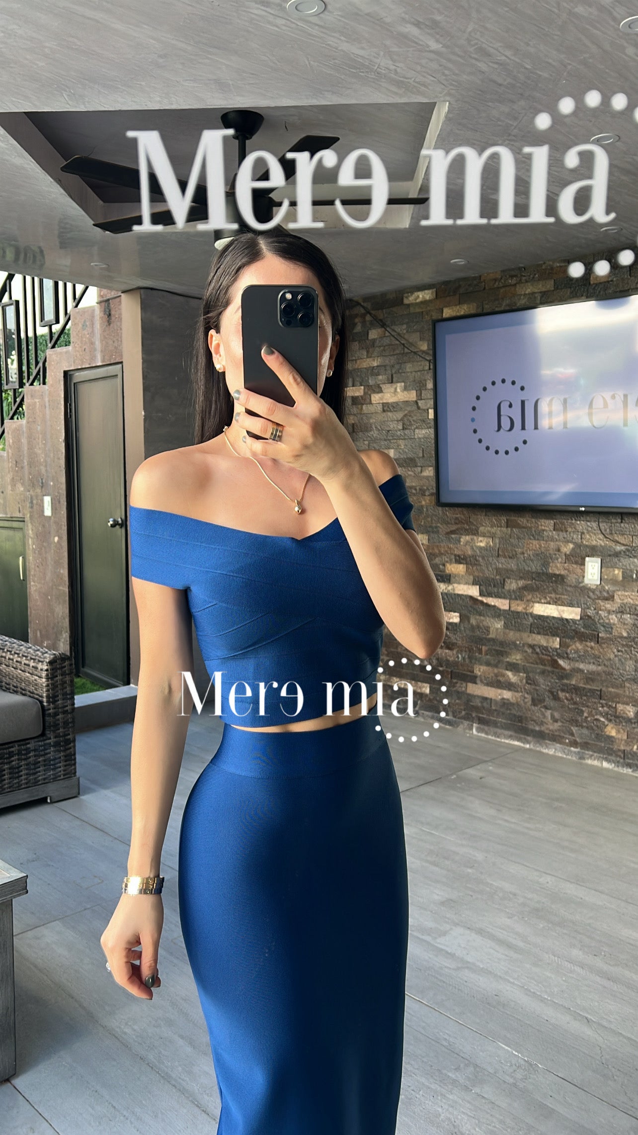 Top hombros azul