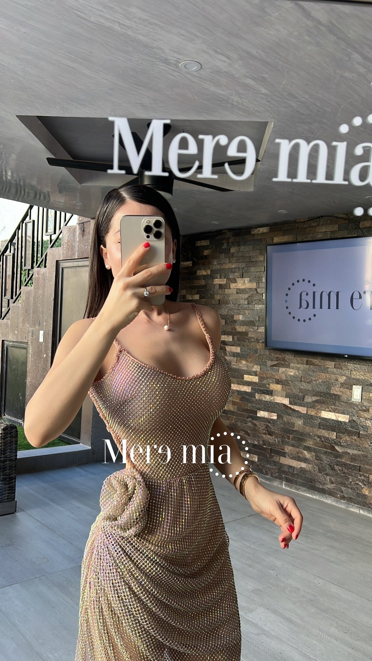 Vestido moka puntos flor