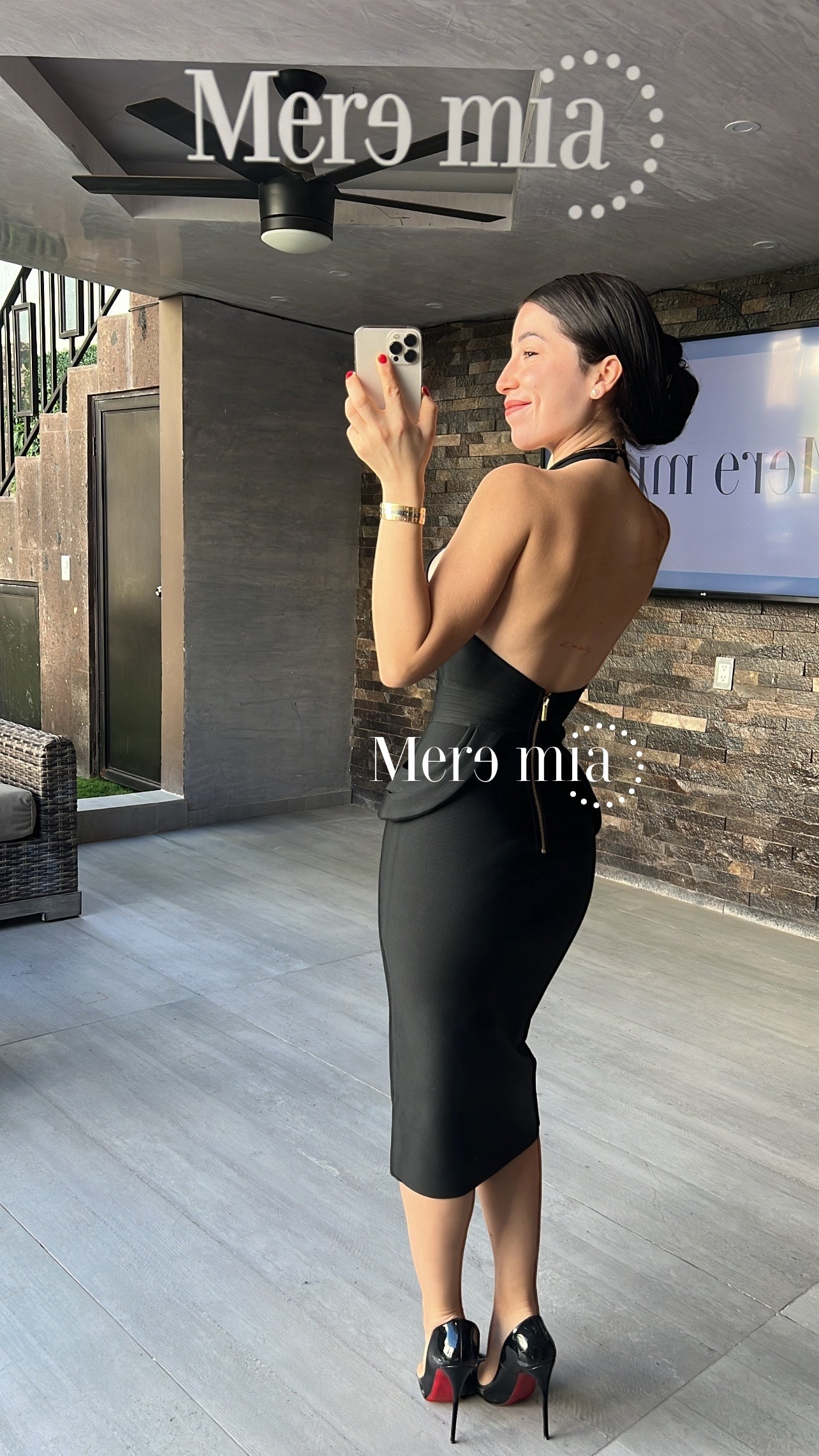 Vestido negro halter midi