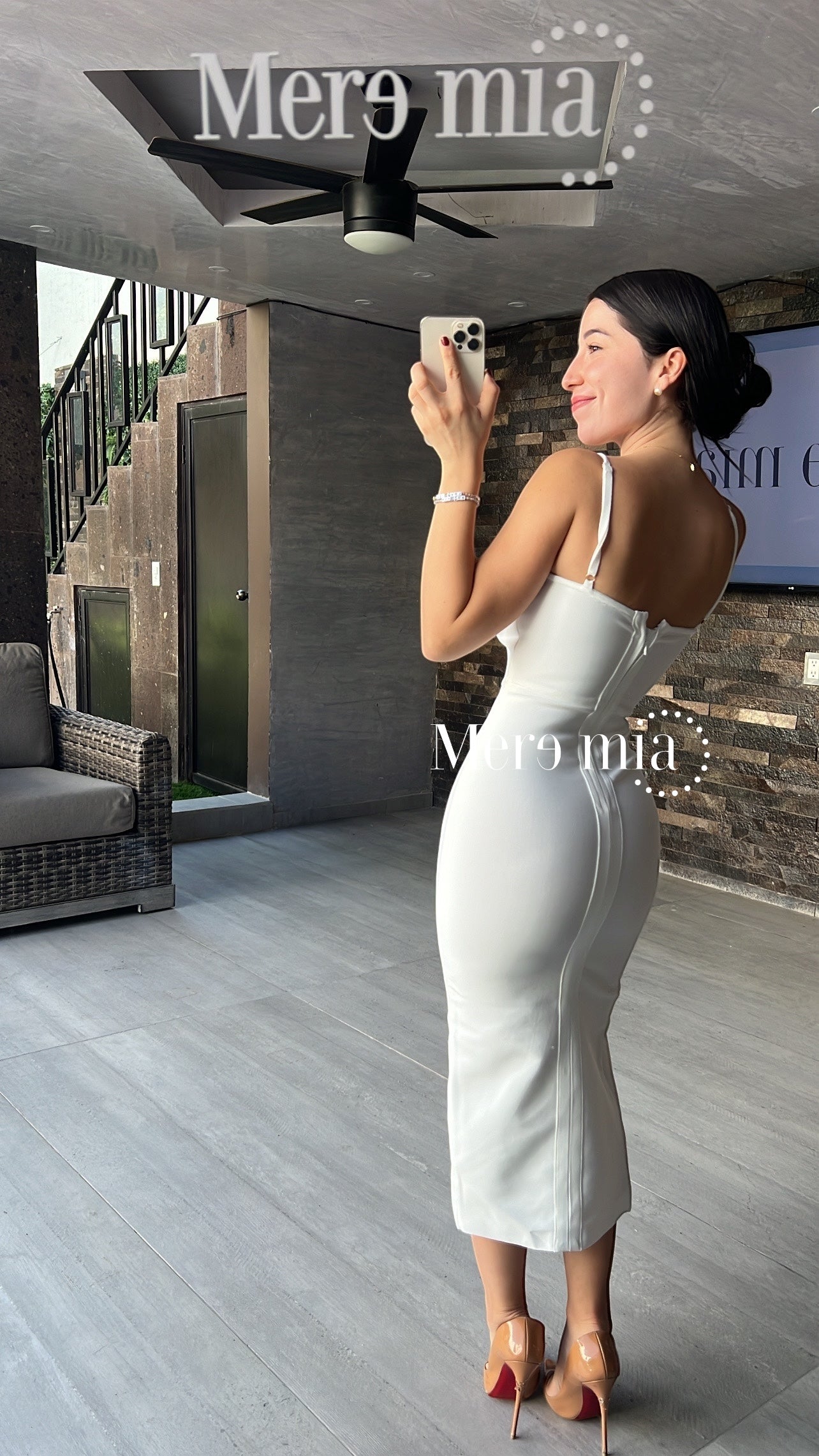 Vestido blanco brillos copa
