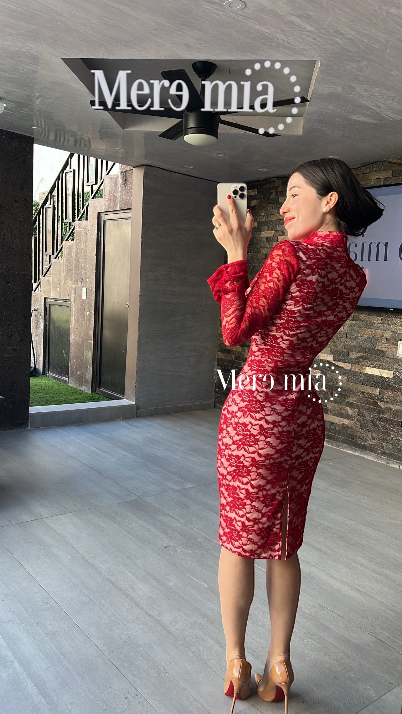 Vestido tinto encaje ml