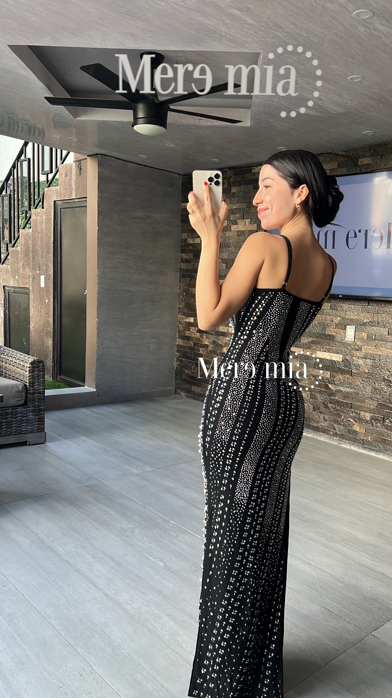 Vestido negro perlas