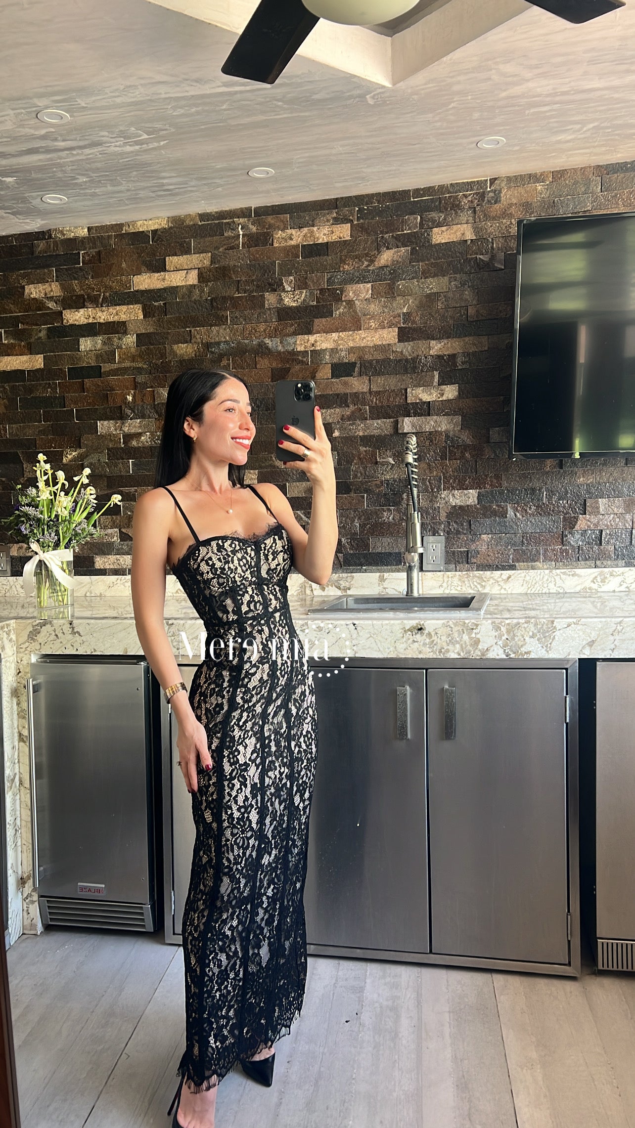 Vestido encaje midi