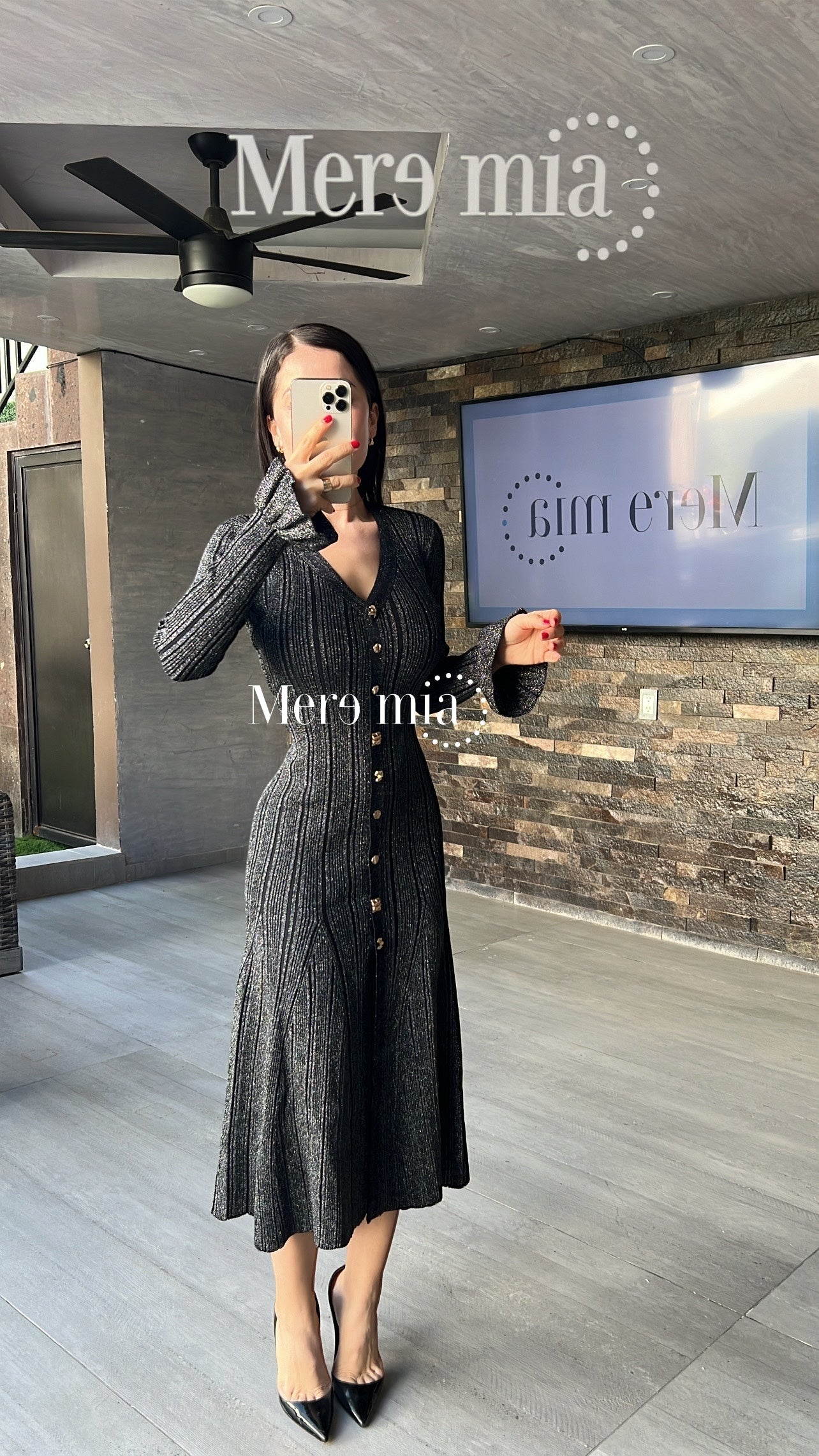 Vestido gris brillos