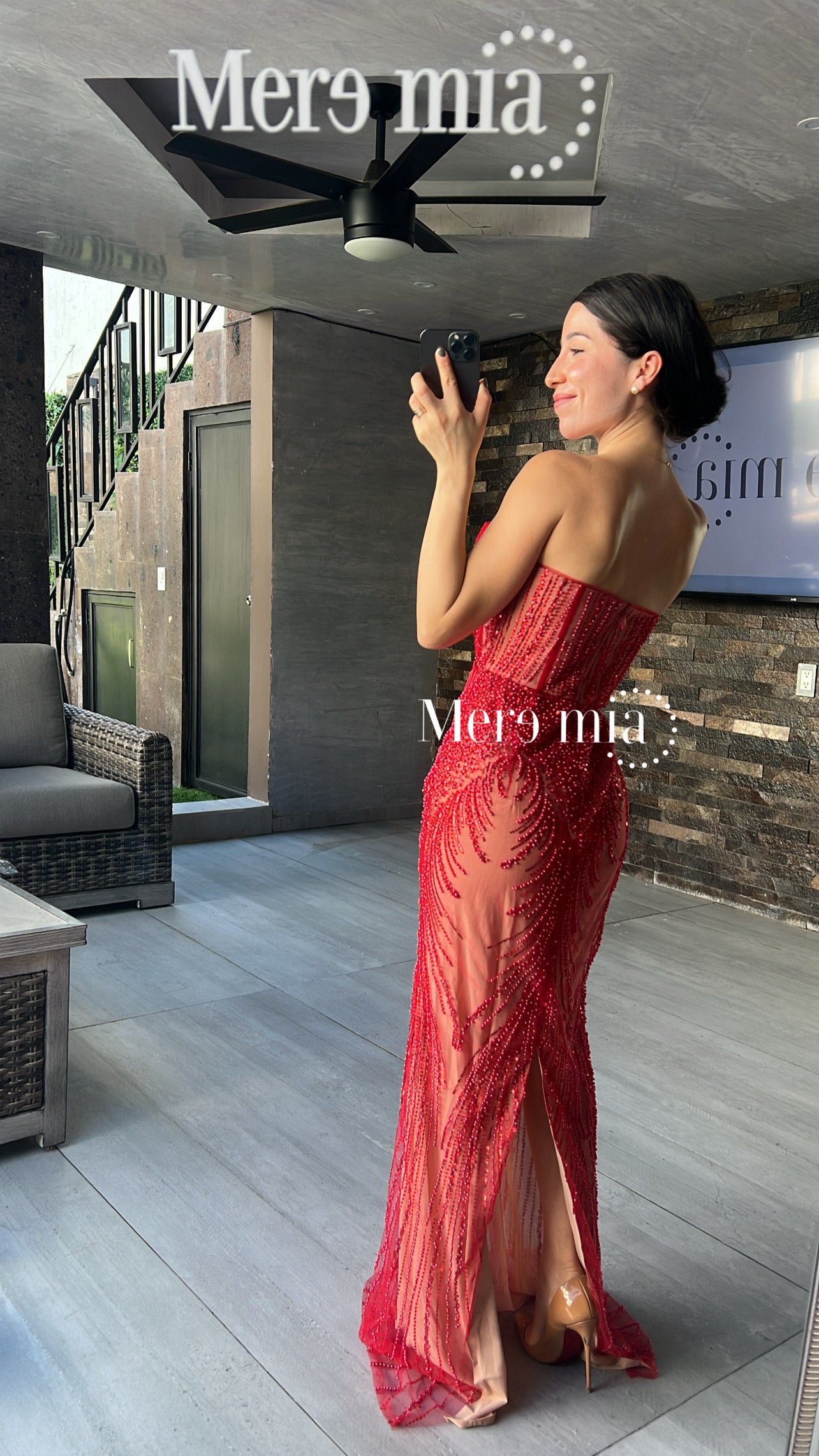 Vestido rojo lentejuelas apl