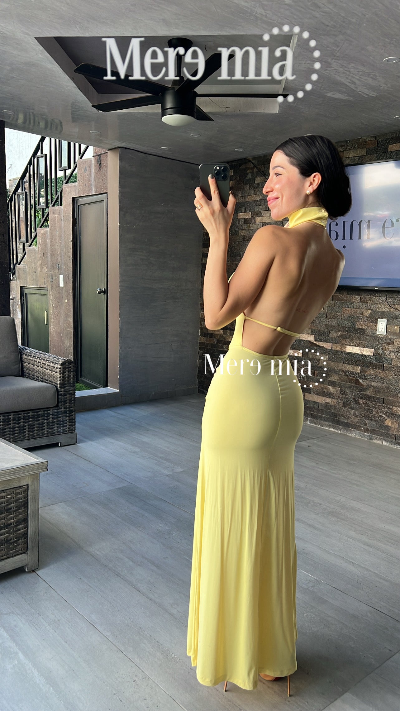 Vestido amarillo nudo espalda