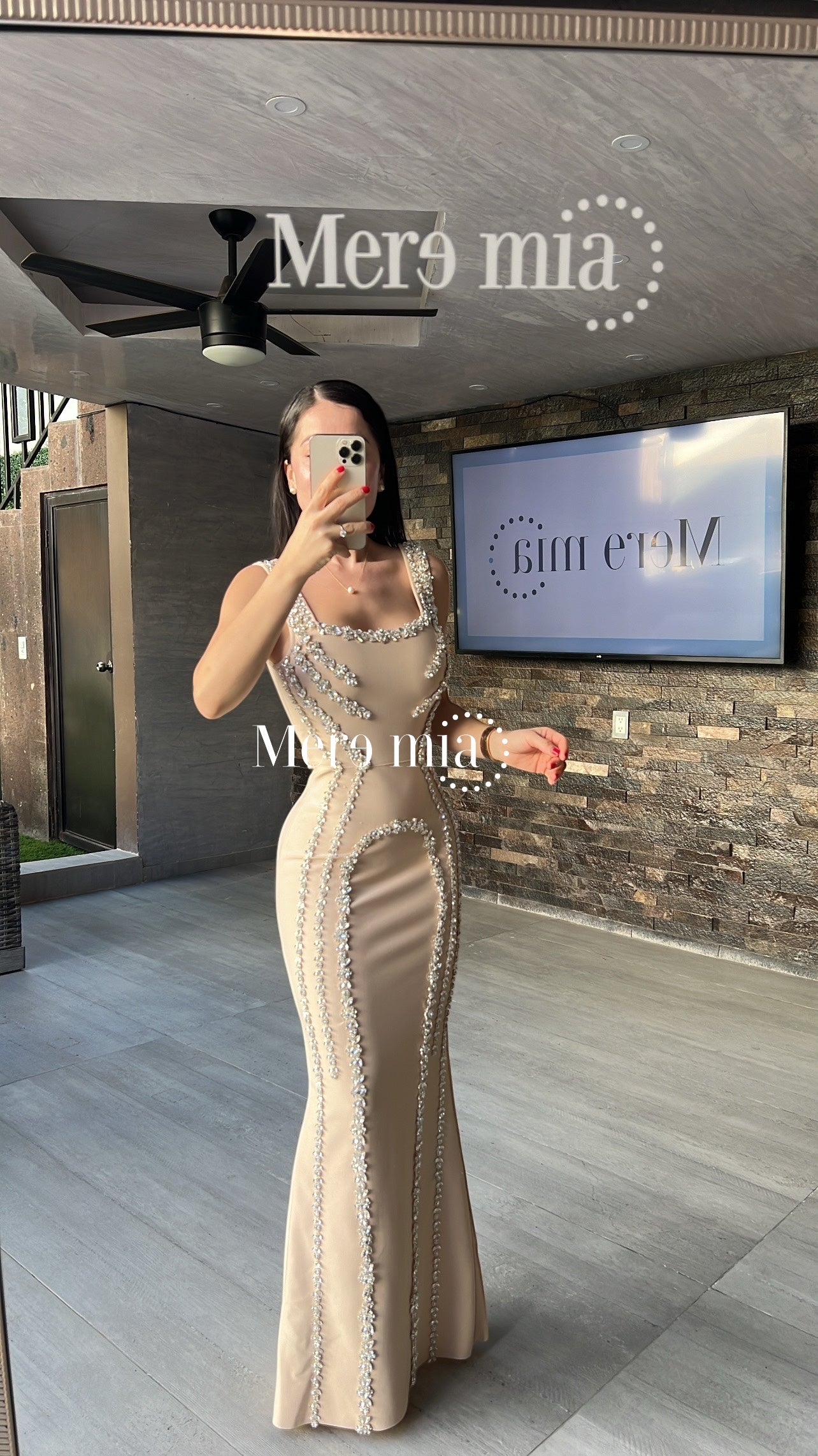 Vestido beige apl plata