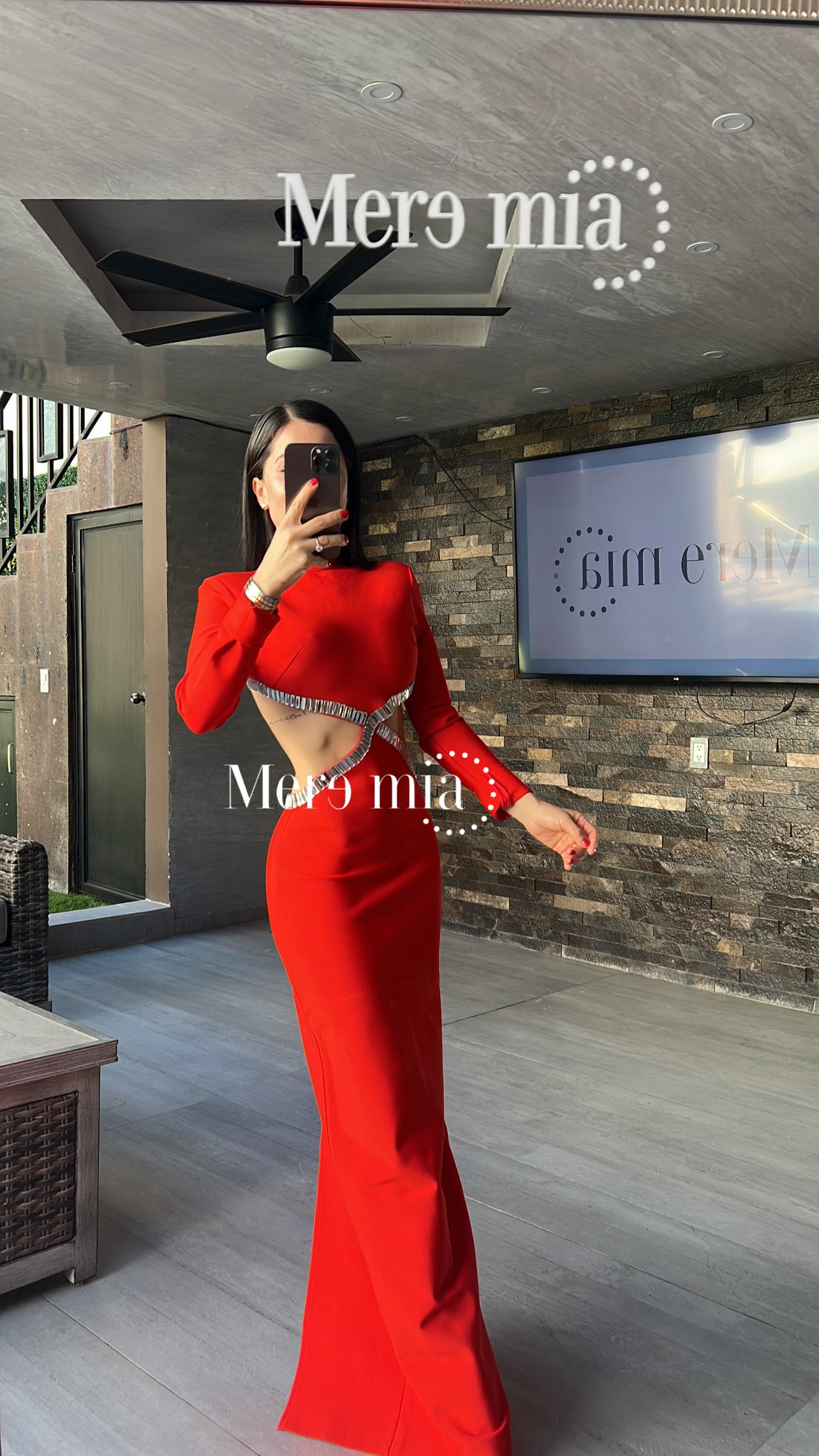 Vestido rojo plata rect