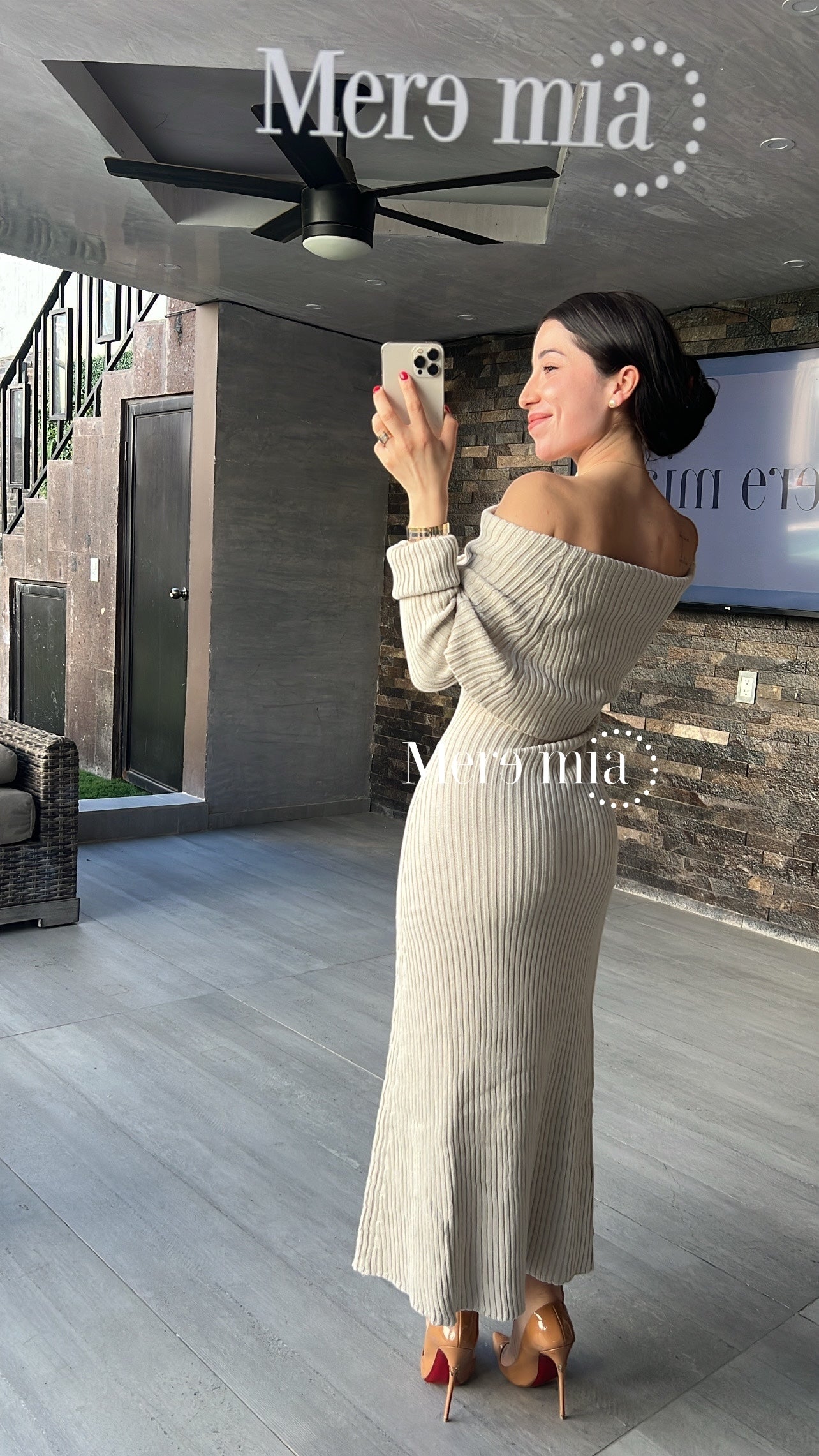 Vestido beige sweater hom