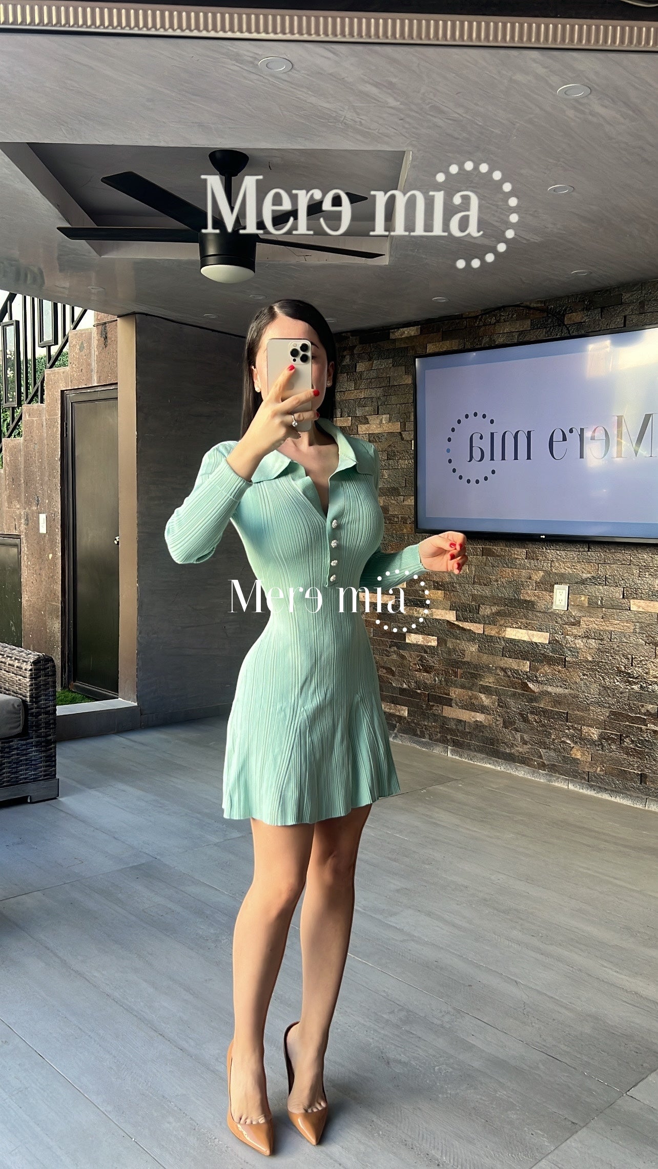 Vestido azul rayado corto